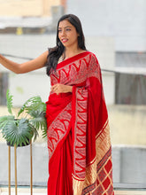 Lagdi Patta With Ajrakh Detailed Modal Silk Saree | JT182