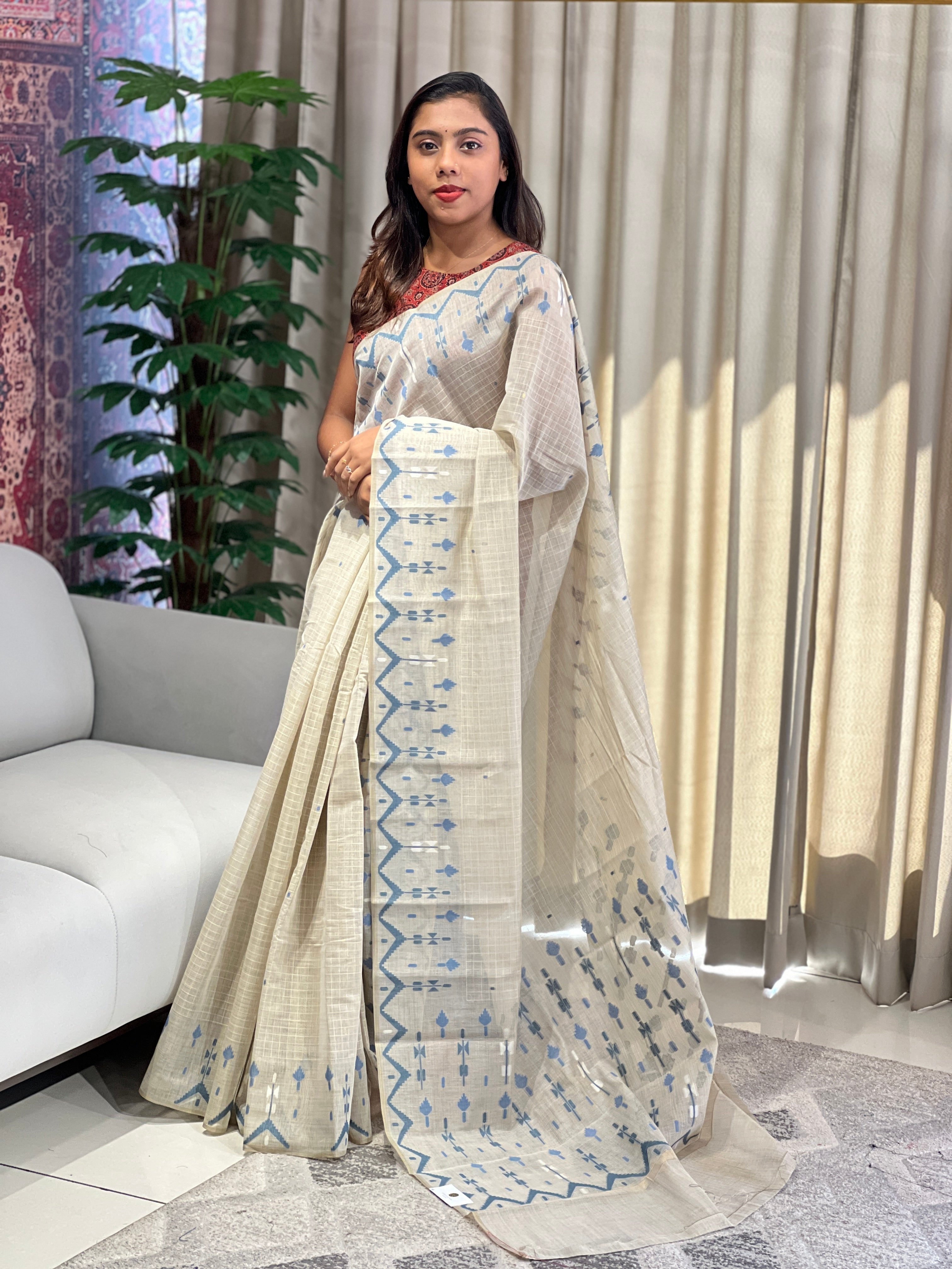 Jamdani Woven Chanderi Saree | YNG904