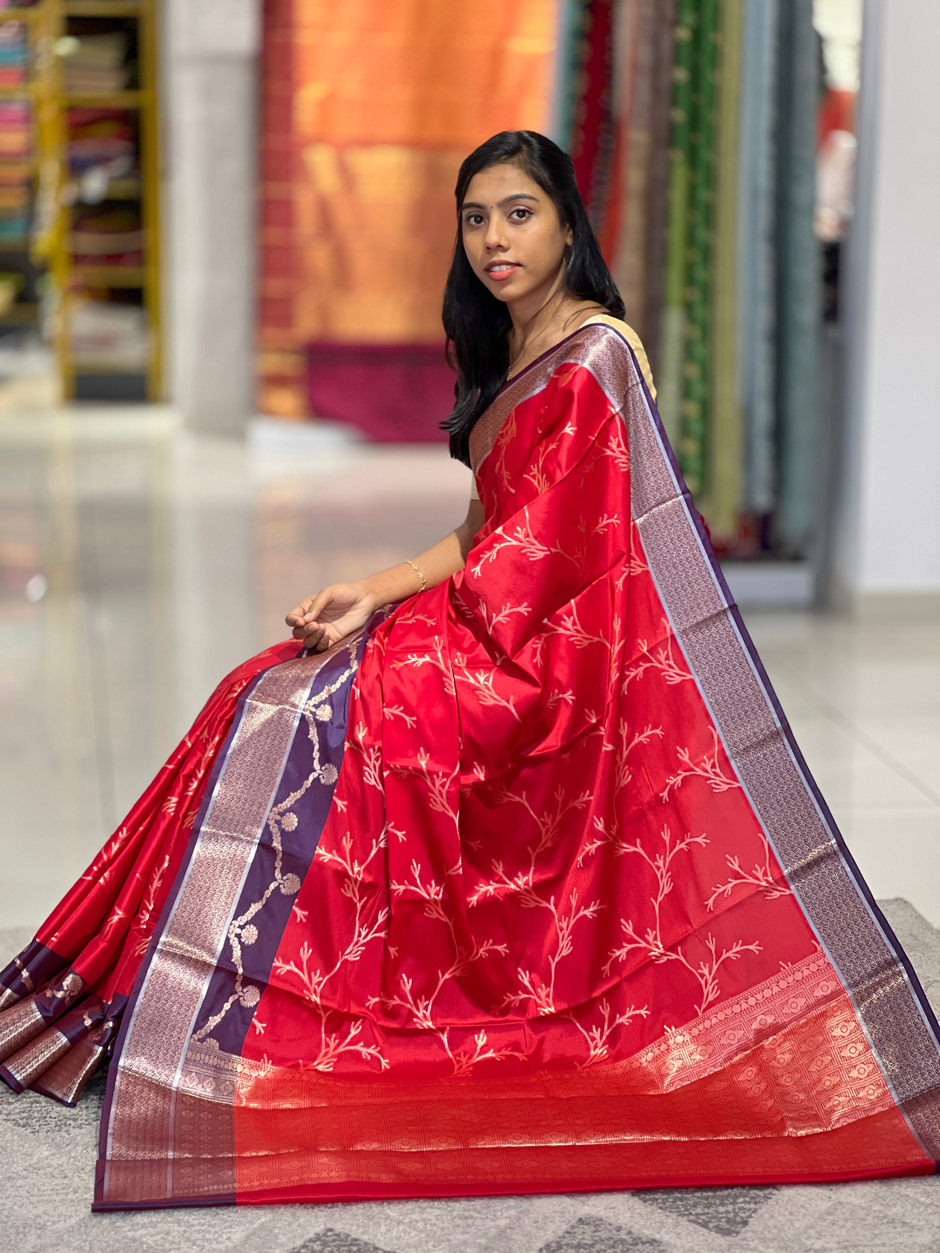 Traditional Banarasi Patterned Semi Silk Saree | NN249