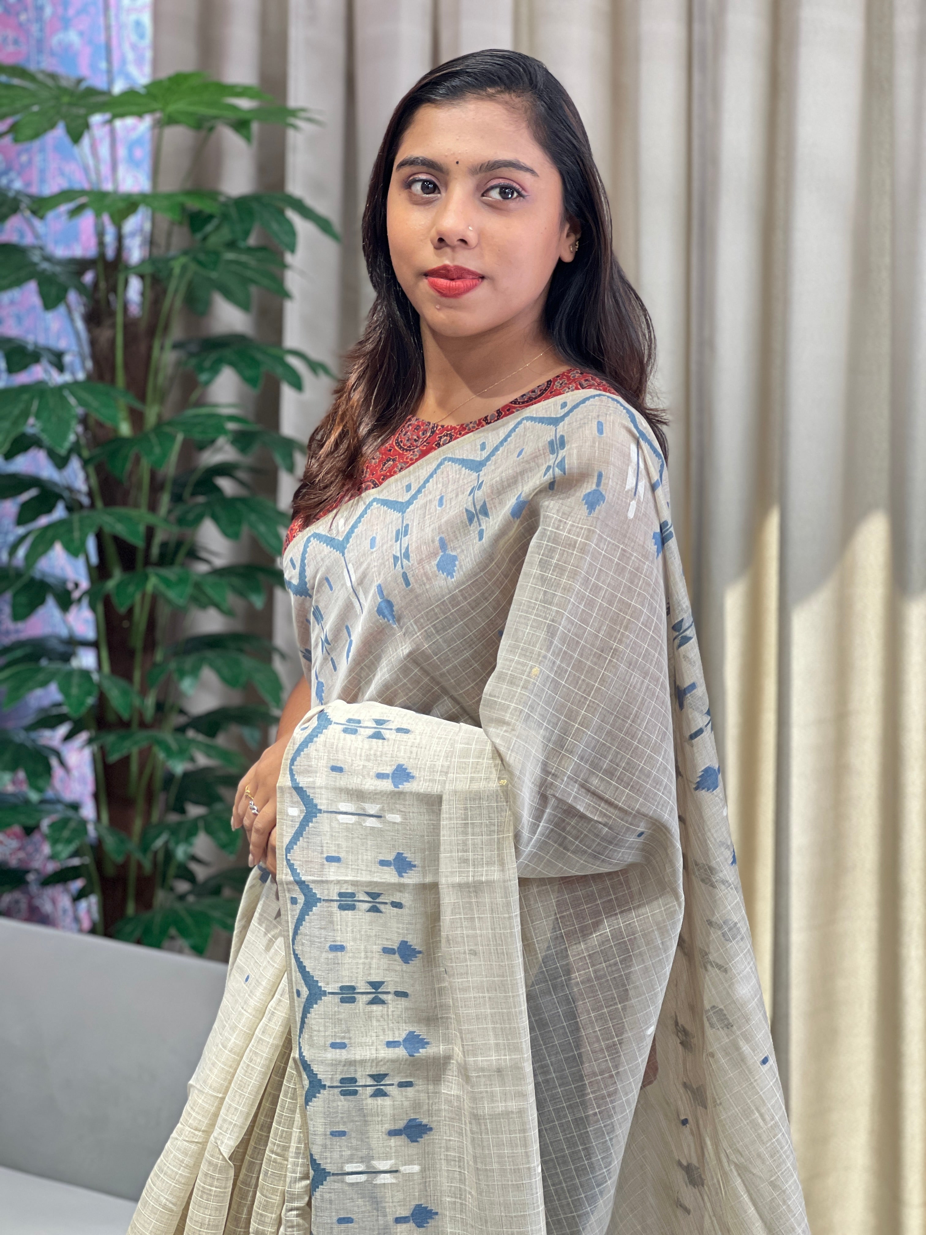 Jamdani Woven Chanderi Saree | YNG904