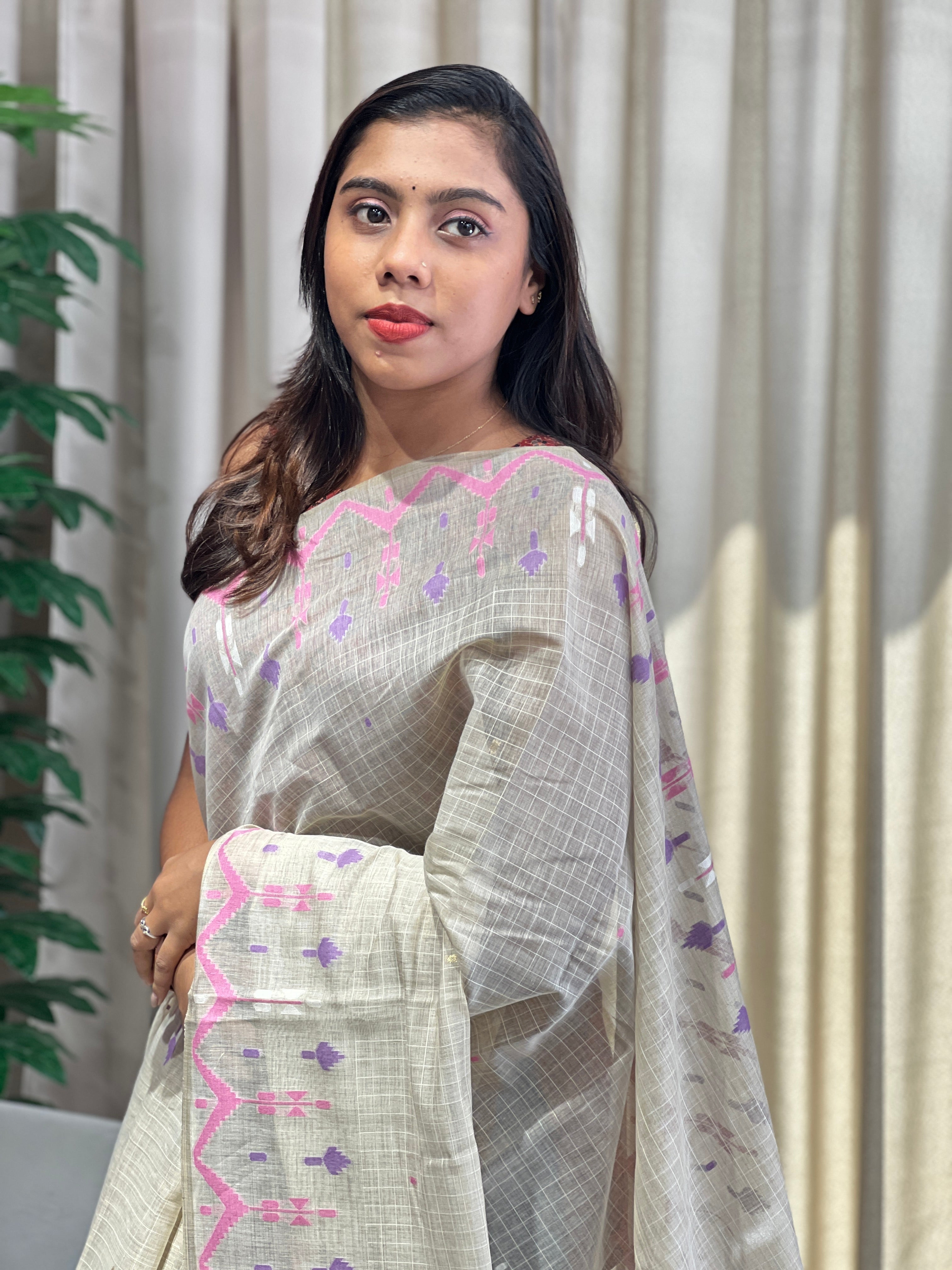 Jamdani Woven Chanderi Saree | YNG902