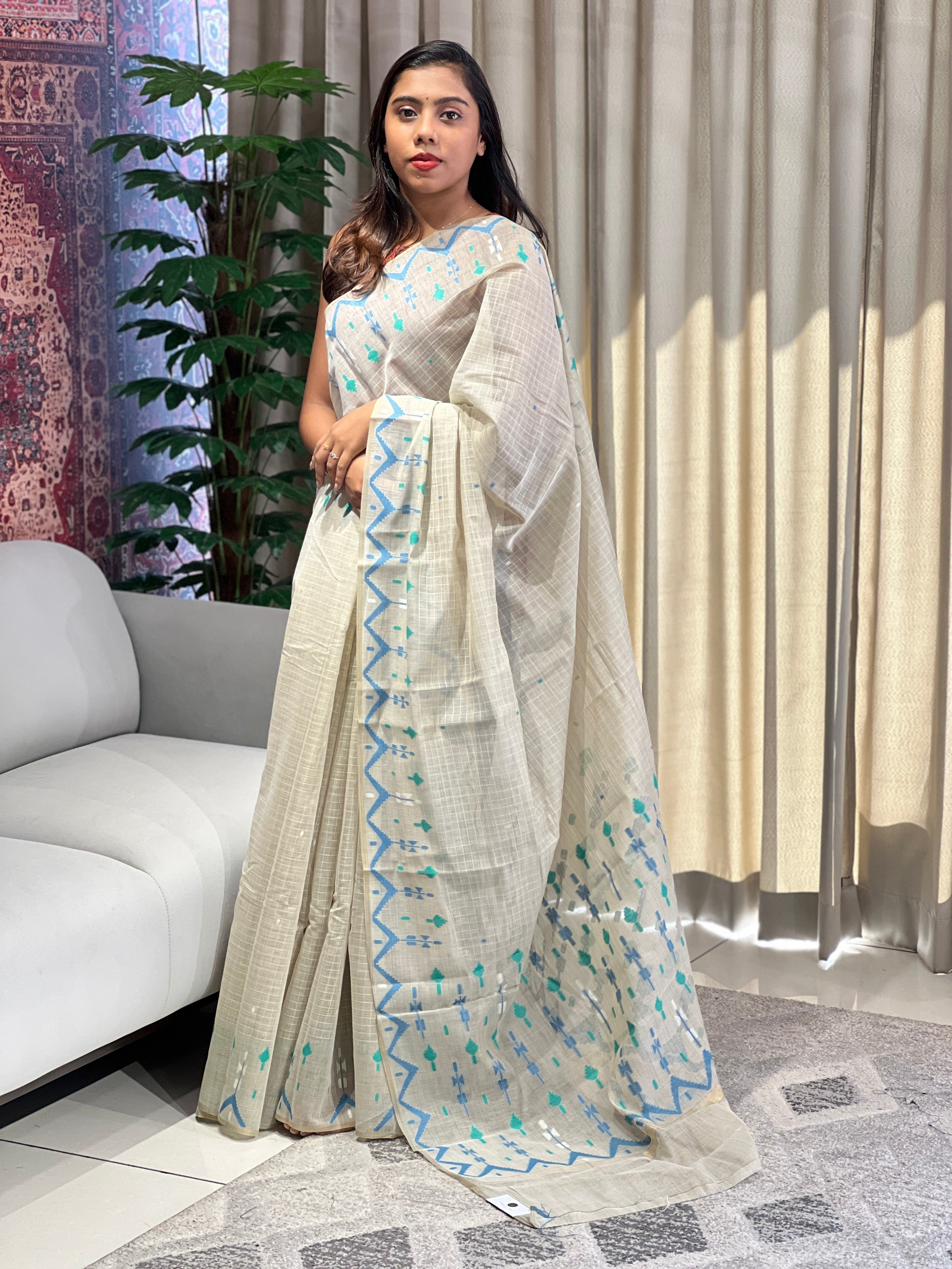 Jamdani Woven Chanderi Saree | YNG903