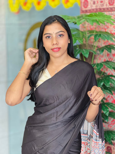 Ajrakh Detailed Modal Silk Saree | JT167