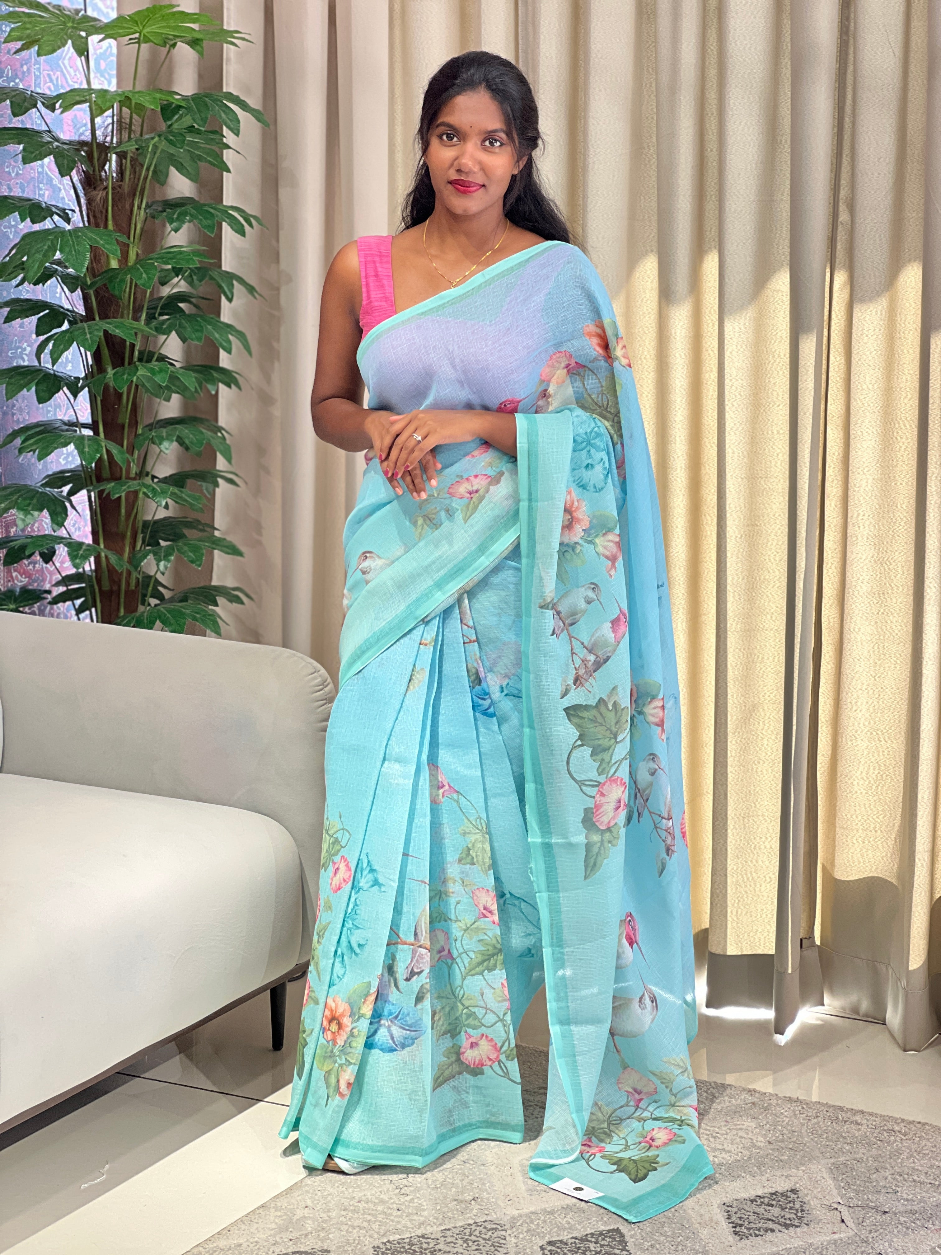 Sublimation Printed Linen Kota Saree | YNG937