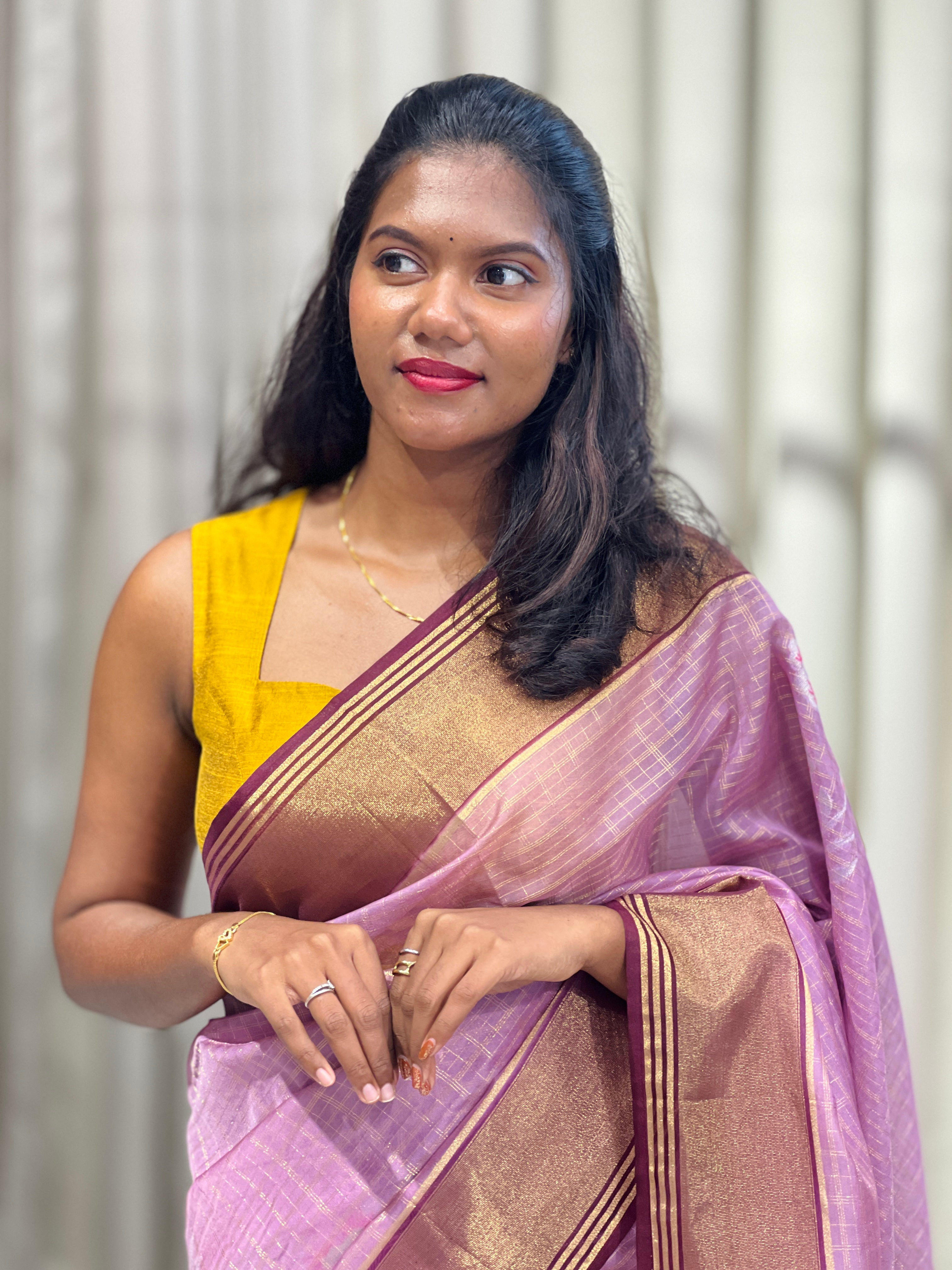 Check Weave Banarasi StyleOrganza Saree | NN500