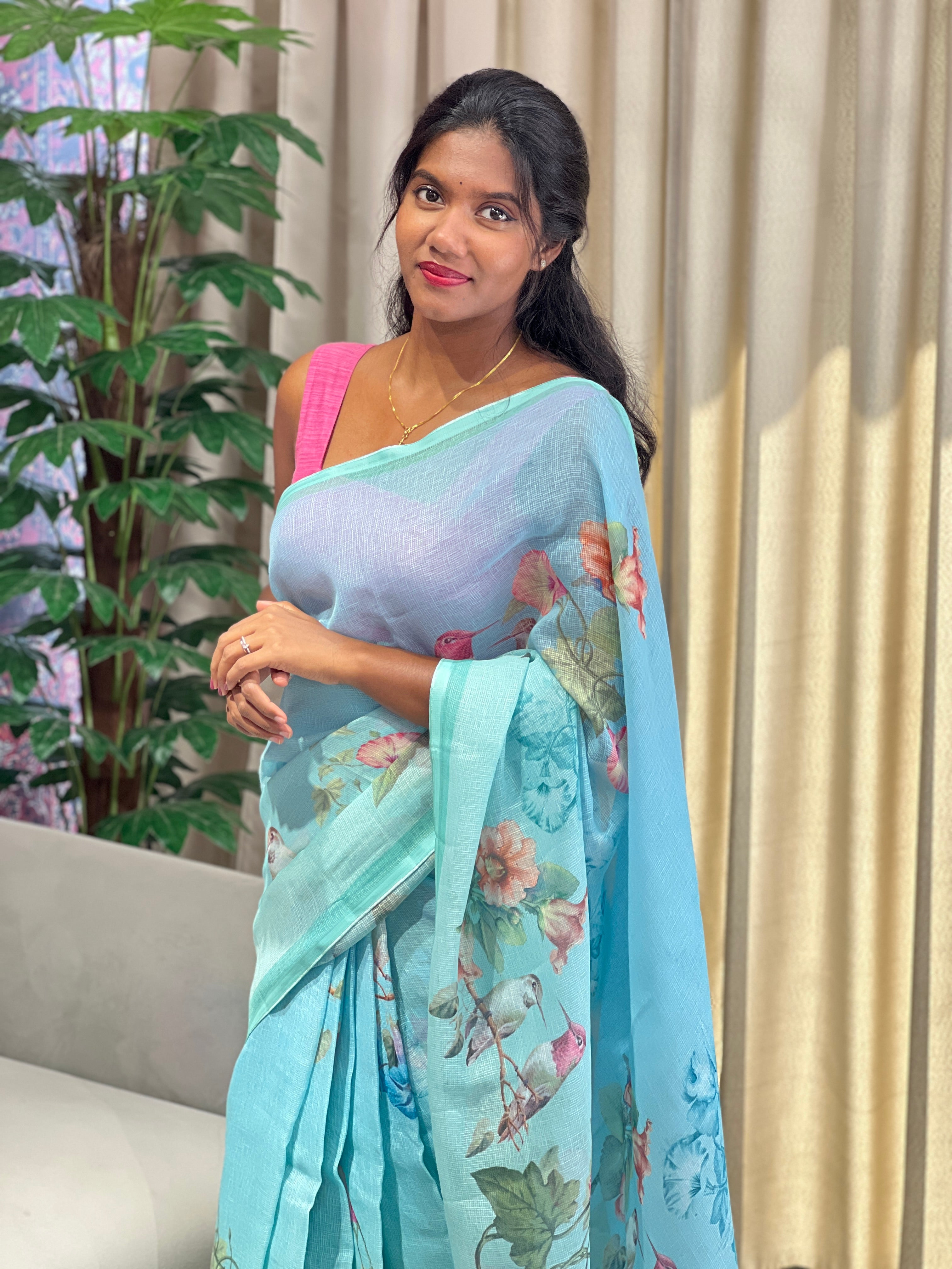 Sublimation Printed Linen Kota Saree | YNG937