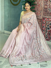 Hand Embroidery Floral Patterned Green Silk Saree | BLD1253