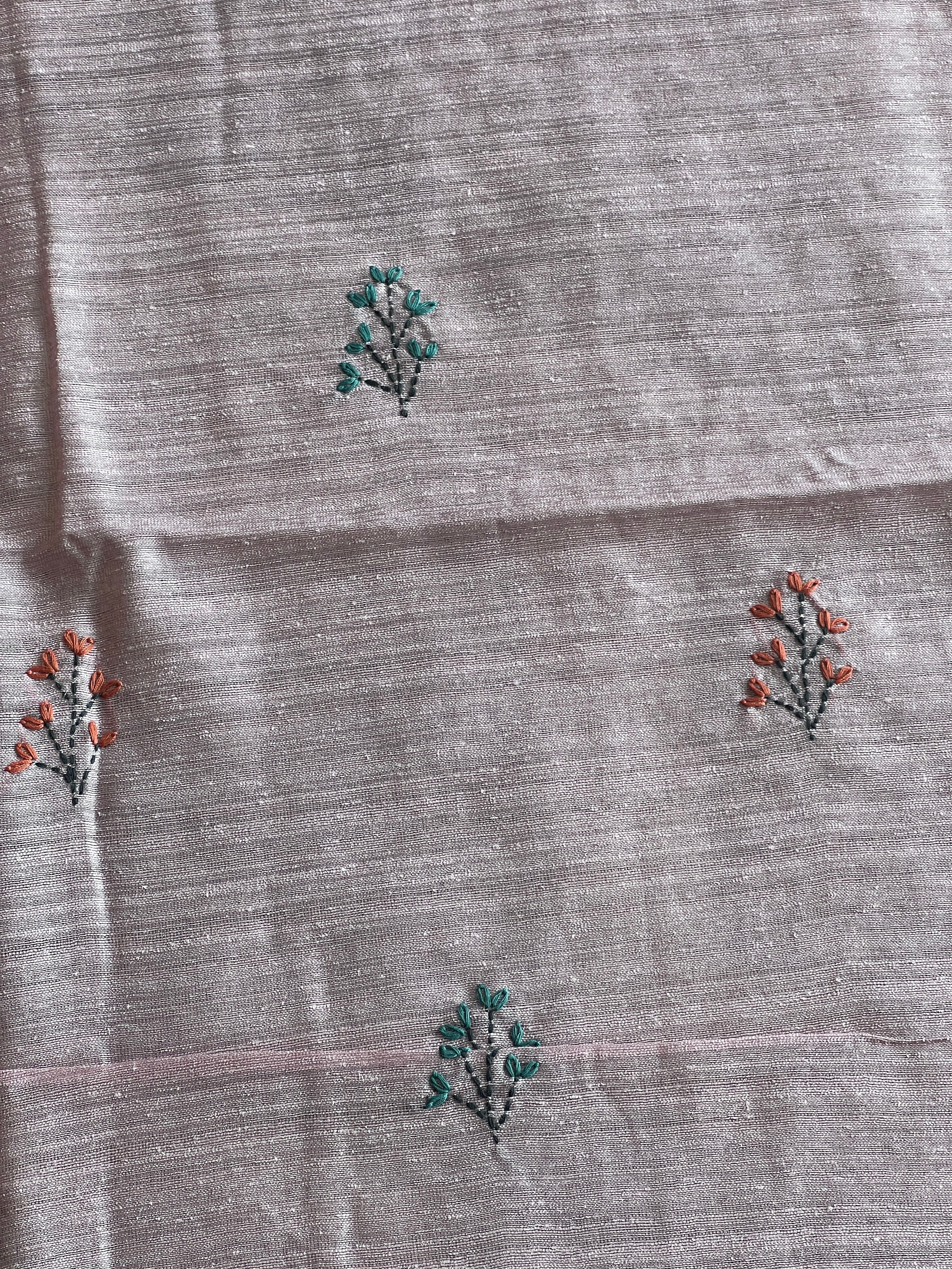Hand Embroidery Floral Patterned Green Silk Saree | BLD1253