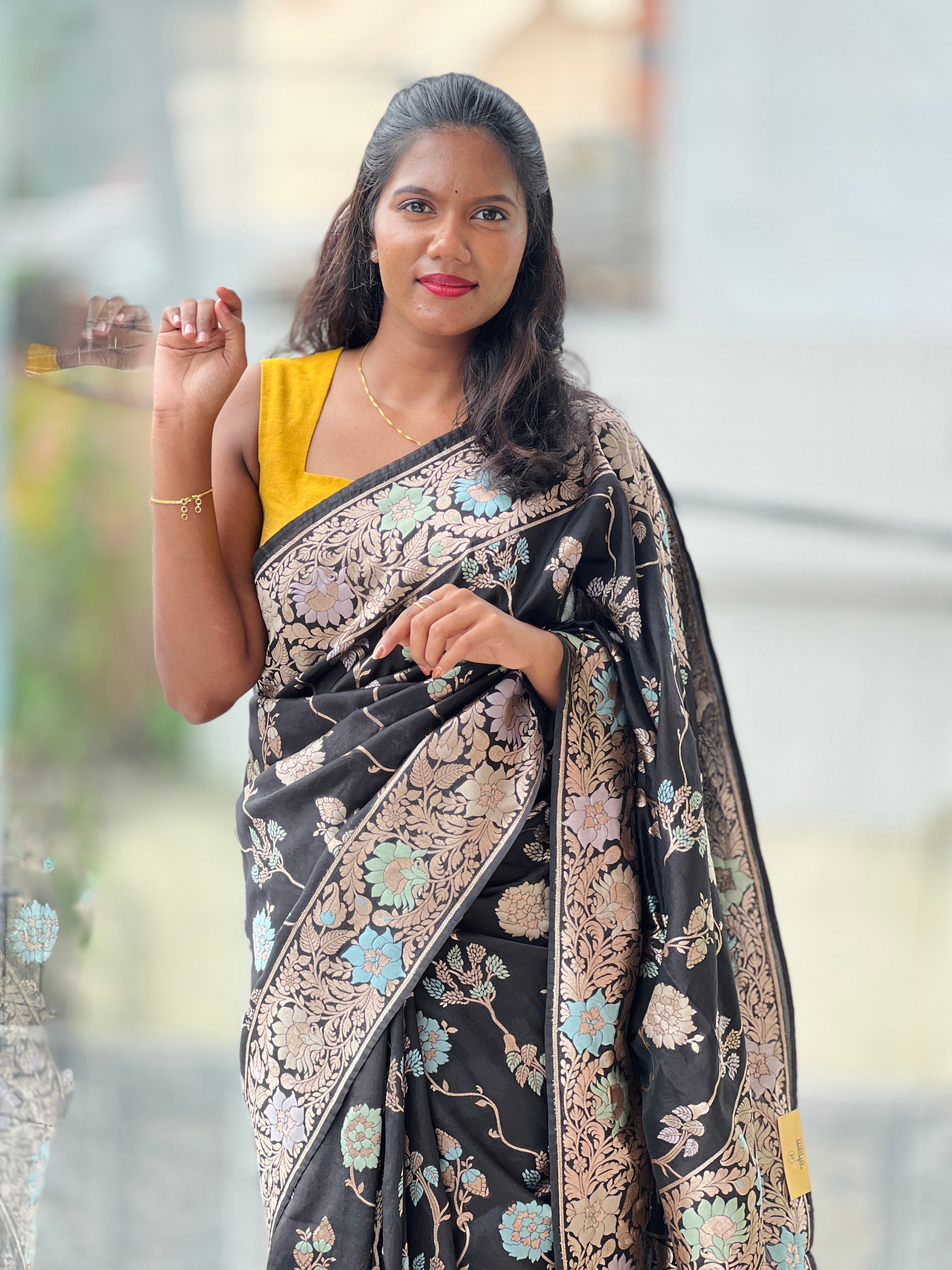 Check Weave Banarasi StyleOrganza Saree | NN498