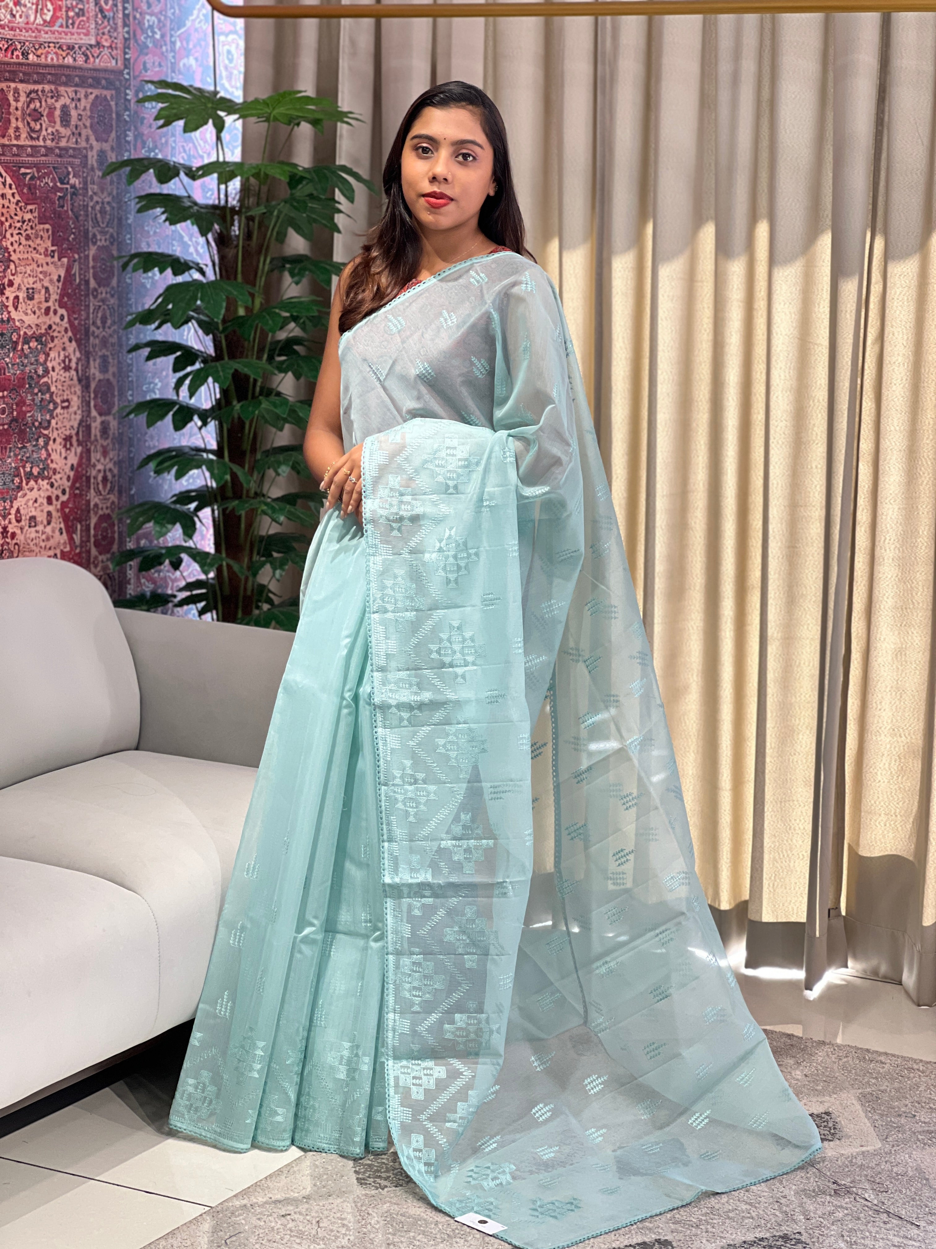Machine Embroidery Detailed Kota Saree | YNG842