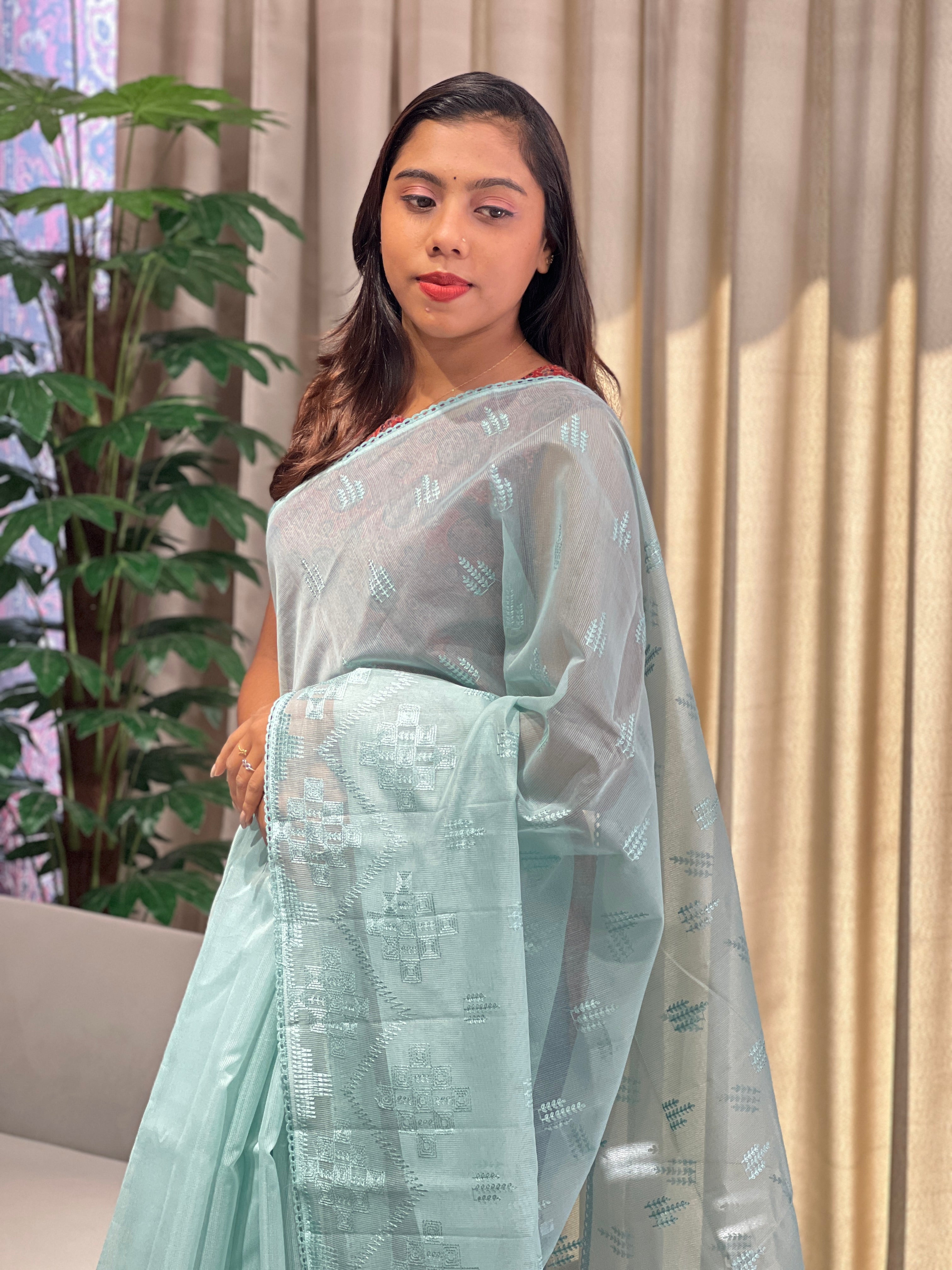 Machine Embroidery Detailed Kota Saree | YNG842