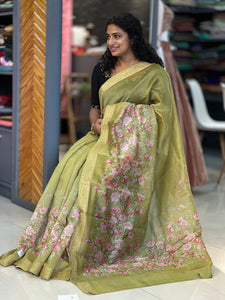 Floral Printed Spun Chanderi Saree | RGD164