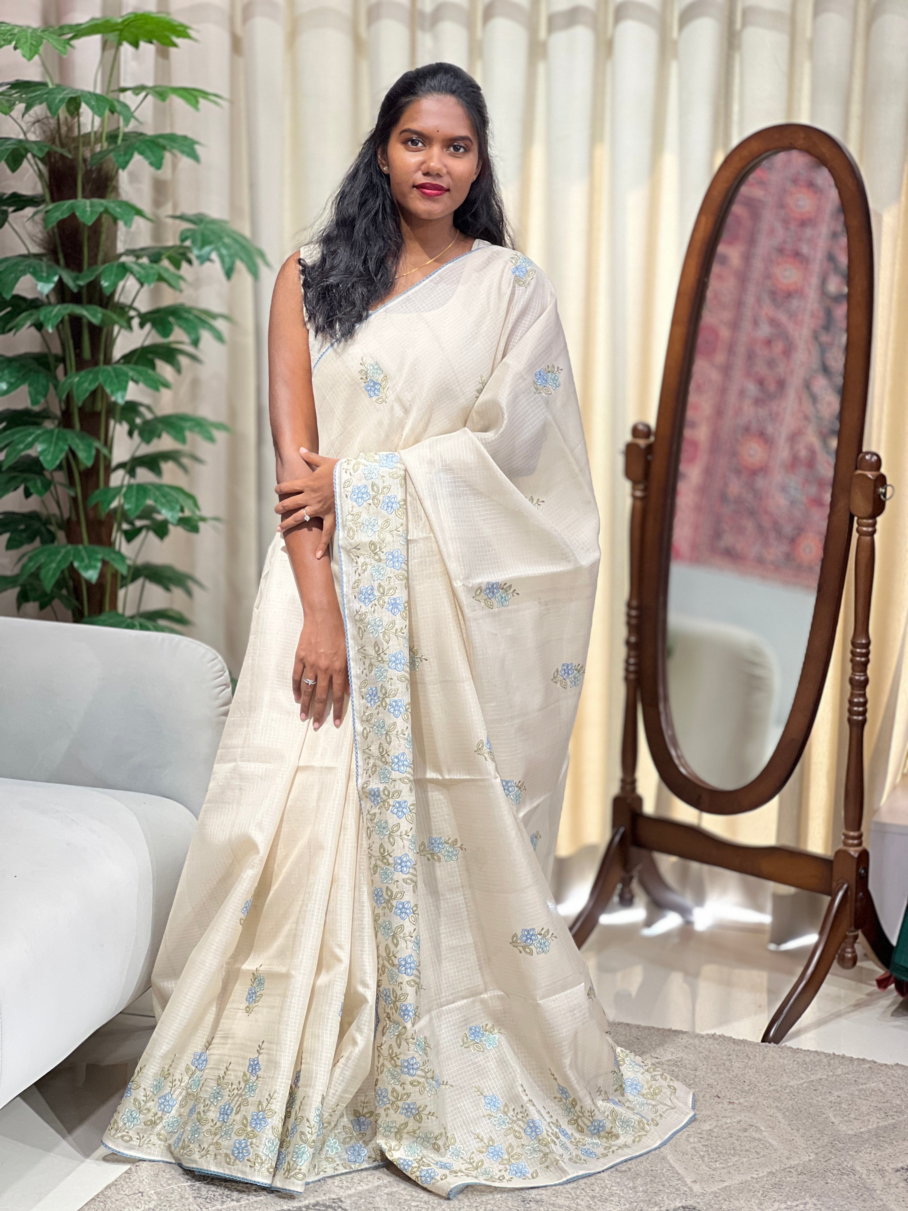 Floral Embroidery Detailed Kota Saree | PKS199