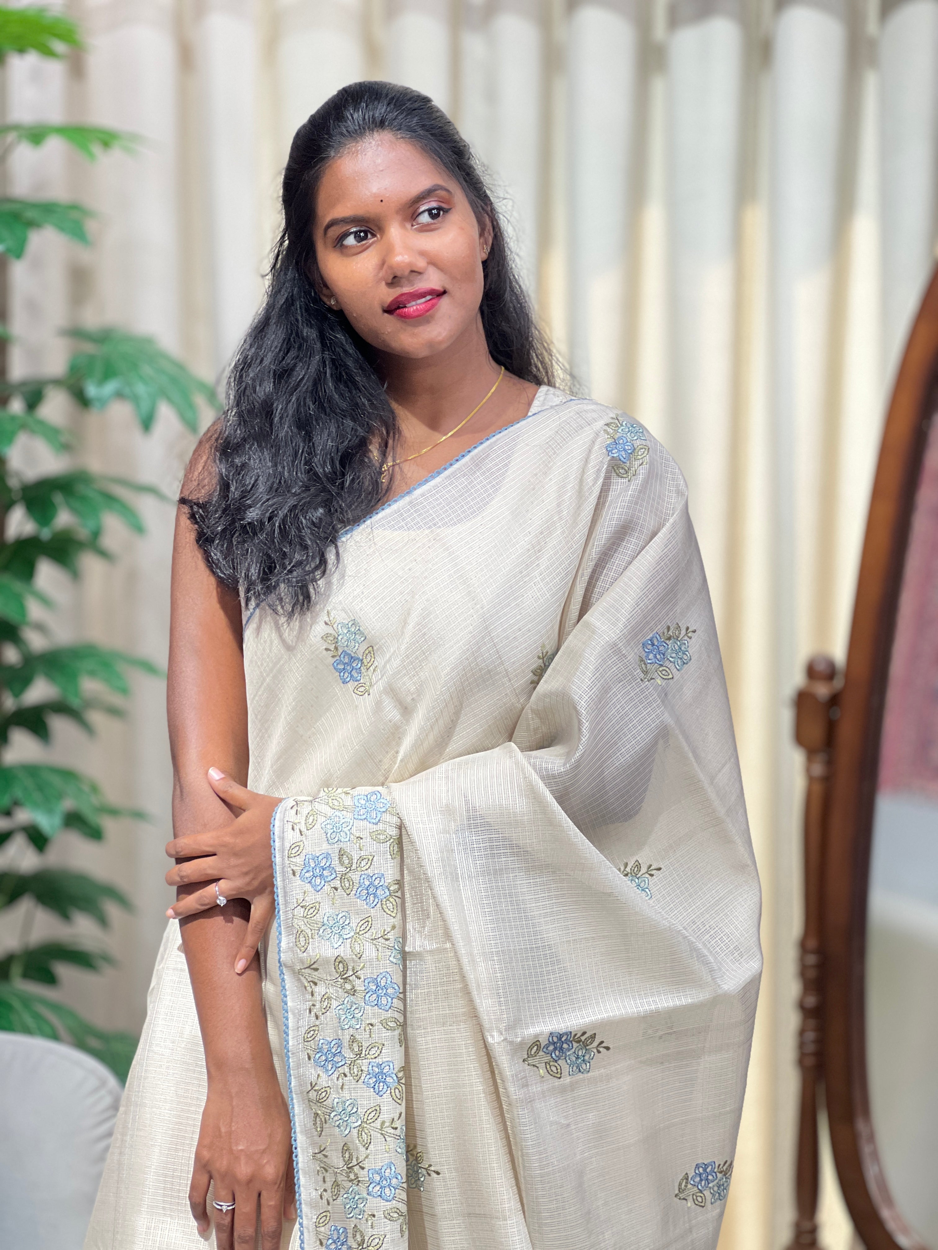 Floral Embroidery Detailed Kota Saree | PKS199