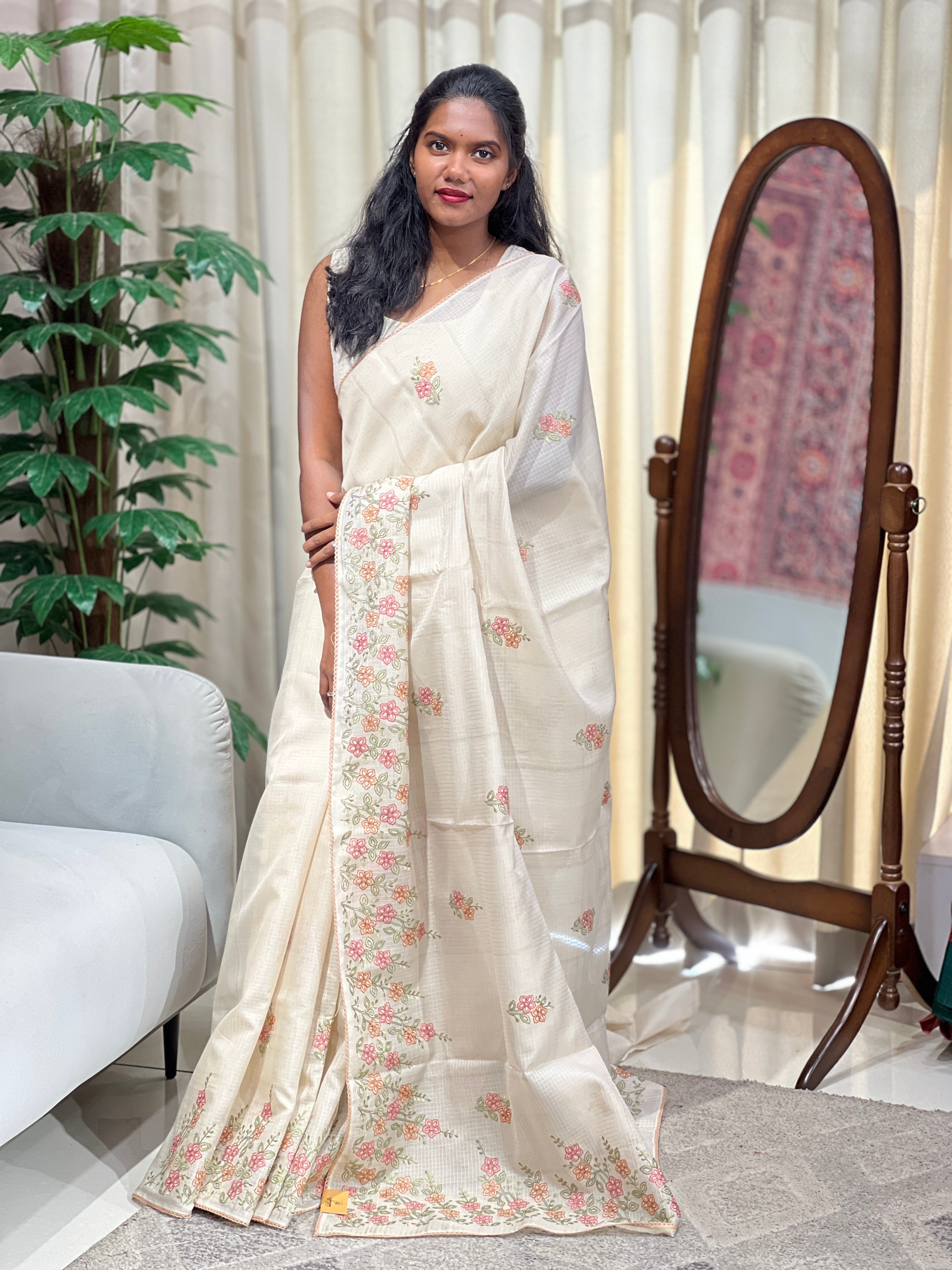 Floral Embroidery Detailed Kota Saree | PKS198