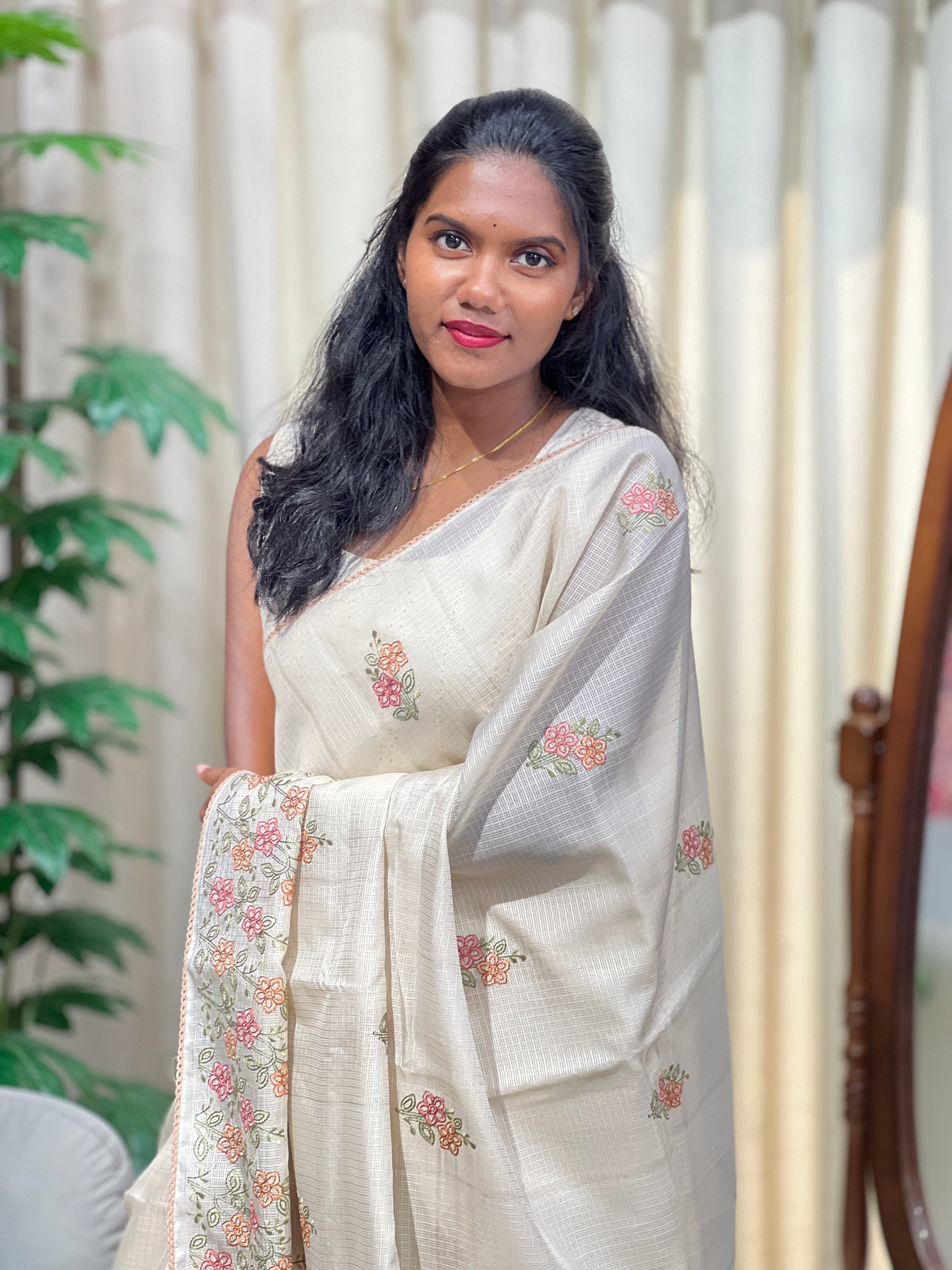 Floral Embroidery Detailed Kota Saree | PKS198