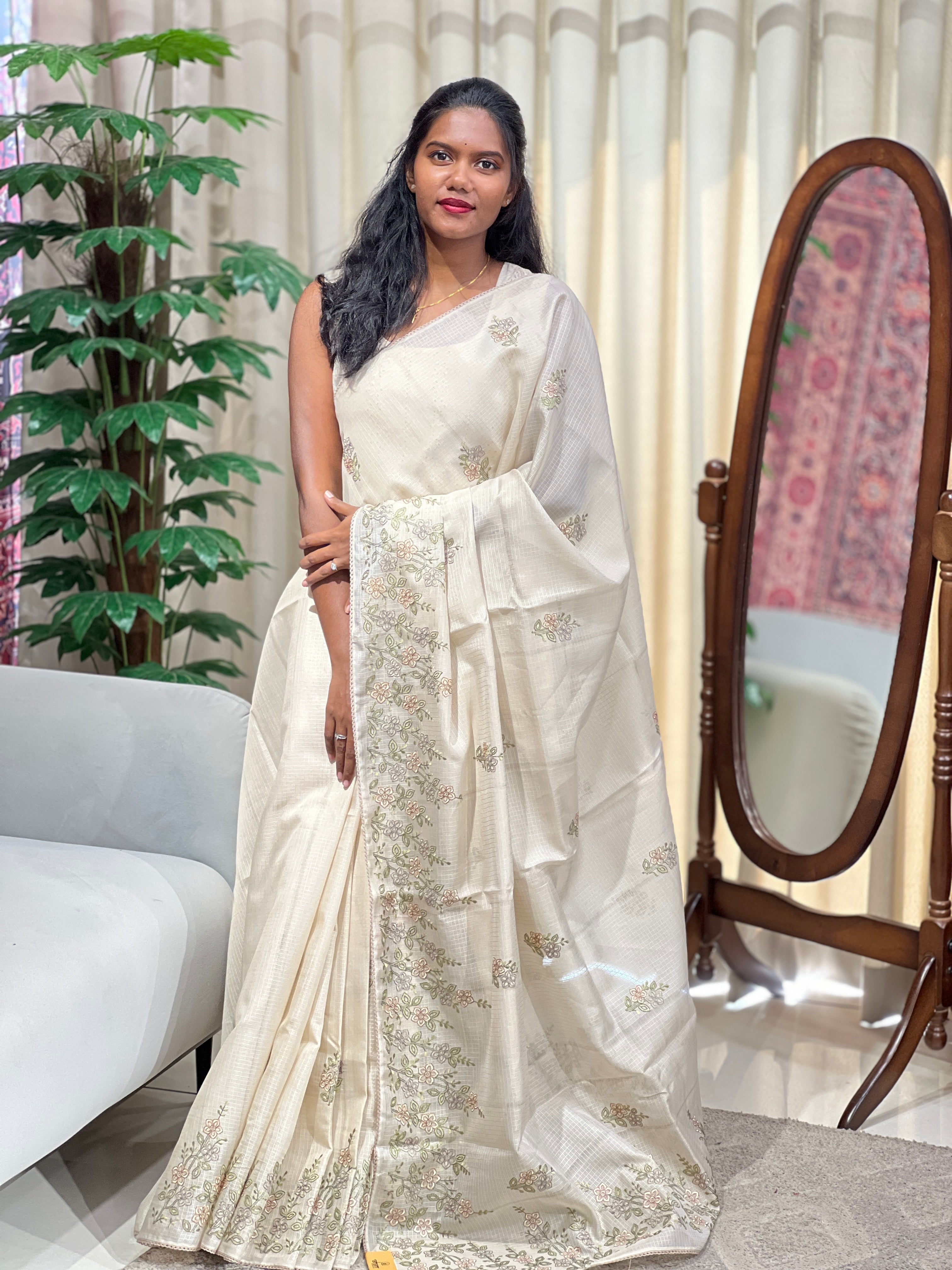 Floral Embroidery Detailed Kota Saree | PKS201