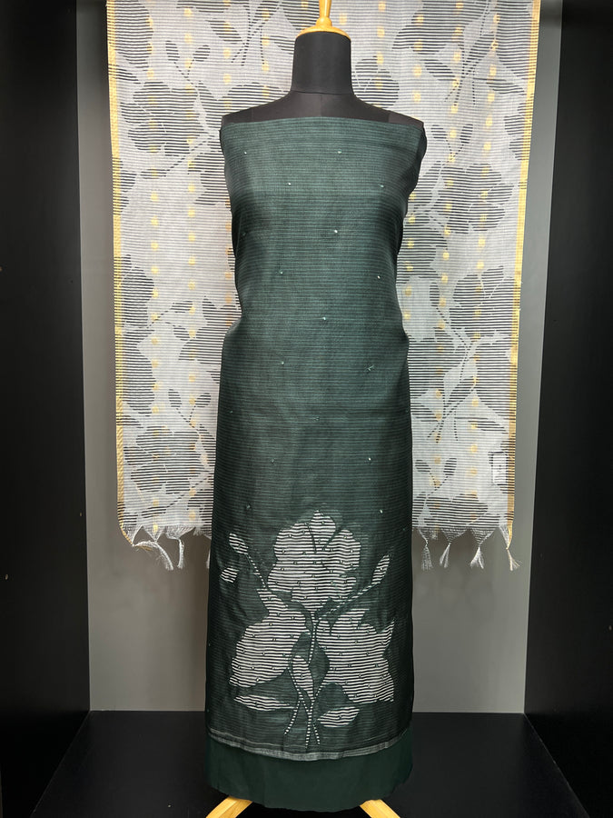 Floral Patterned Manipuri Check Organza Salwar Set | SP174