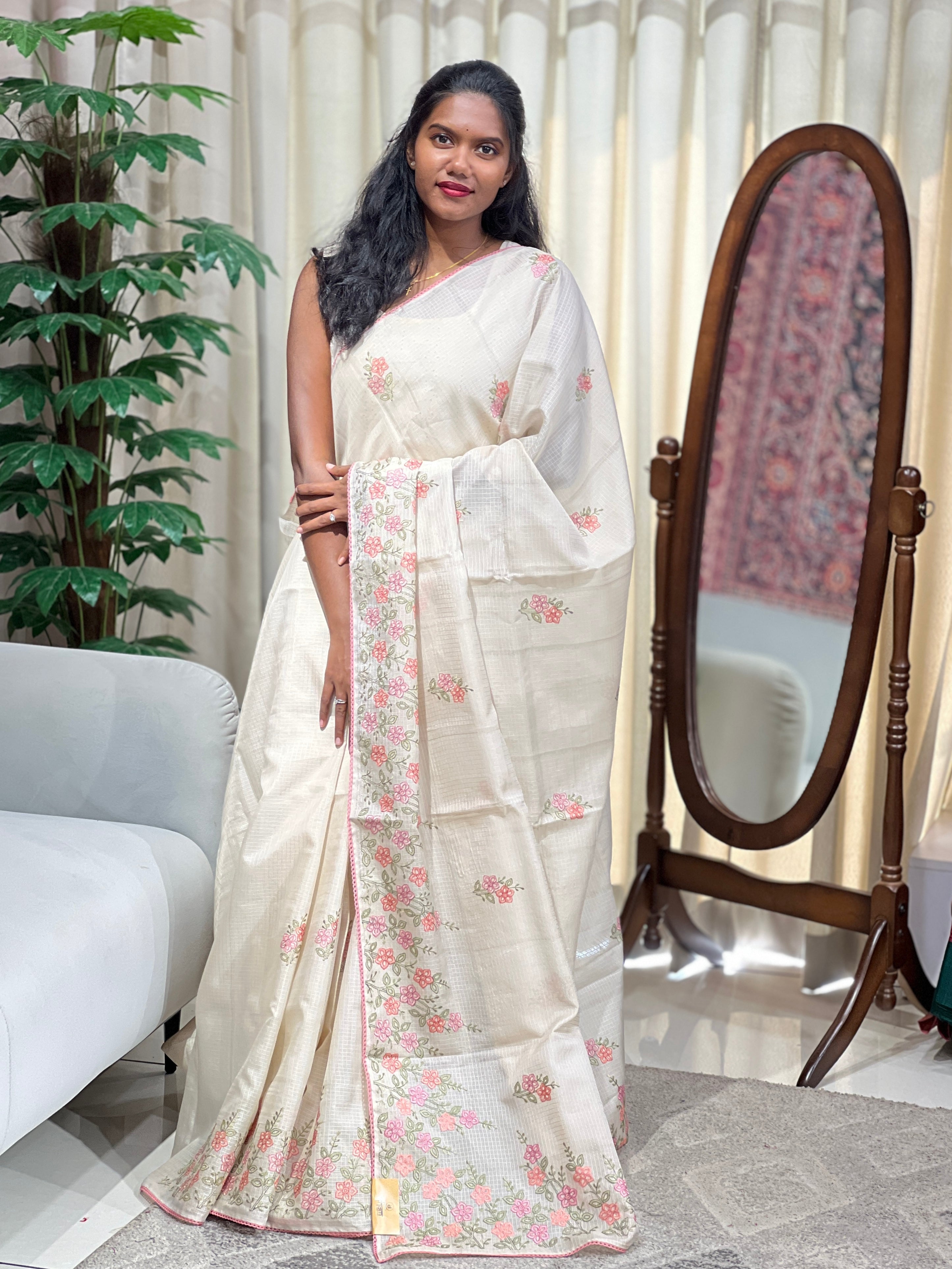 Floral Embroidery Detailed Kota Saree | PKS200