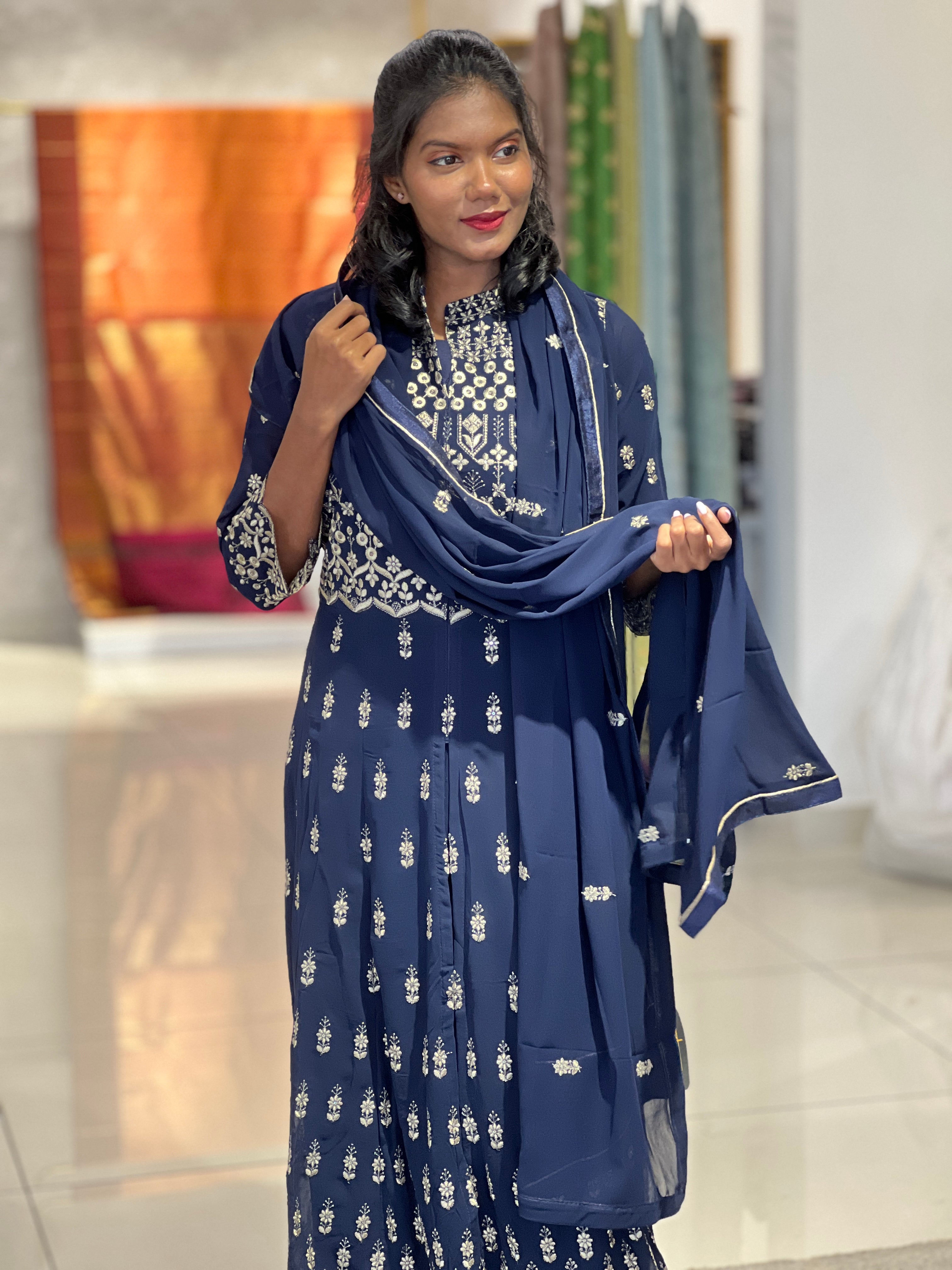 Machine Embroidered Georgette Kurta Set | SAD110