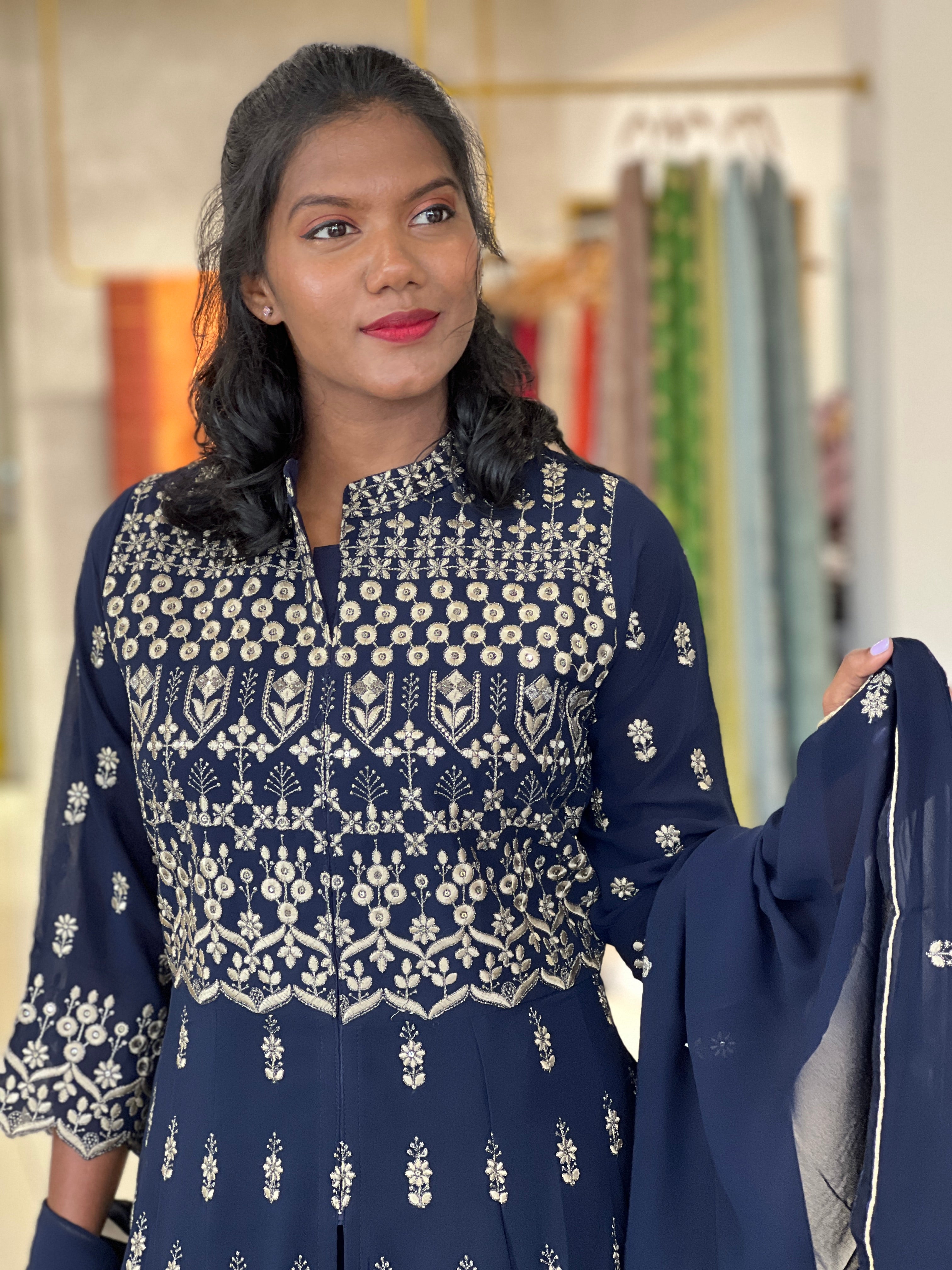 Machine Embroidered Georgette Kurta Set | SAD110