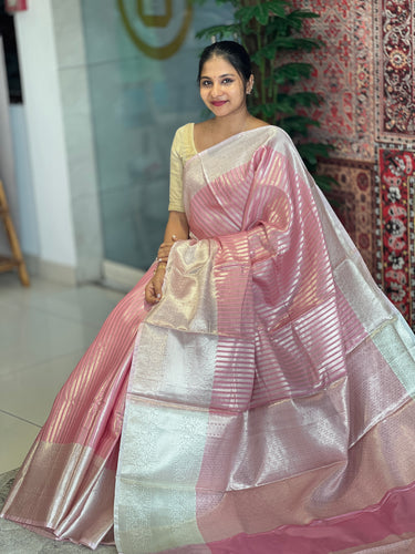 Traditional Zari Woven Stripe Patterned Semi Silk Saree | SRK113