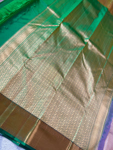 Traditional Check Weaving Hand Woven Kanchipuram Saree | OM142