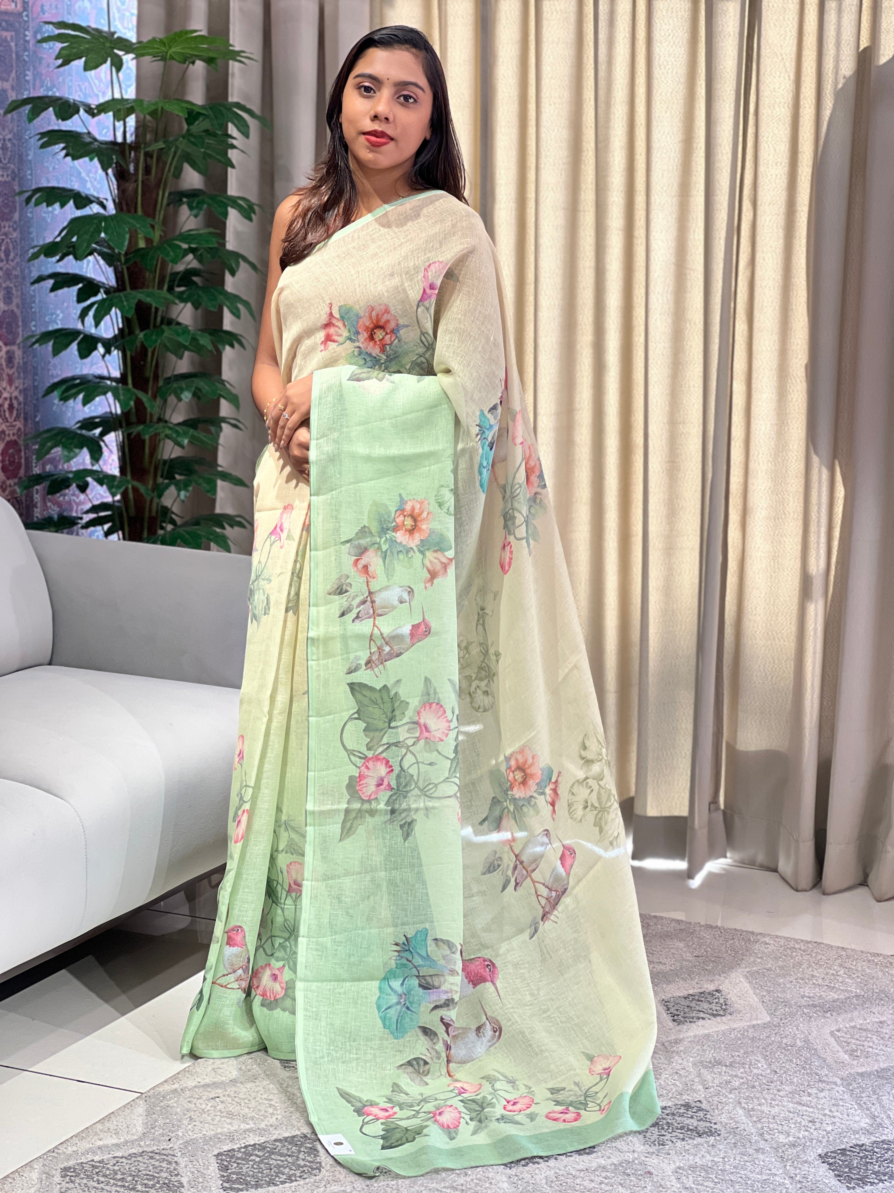 Sublimation Printed Linen Kota Saree | YNG936