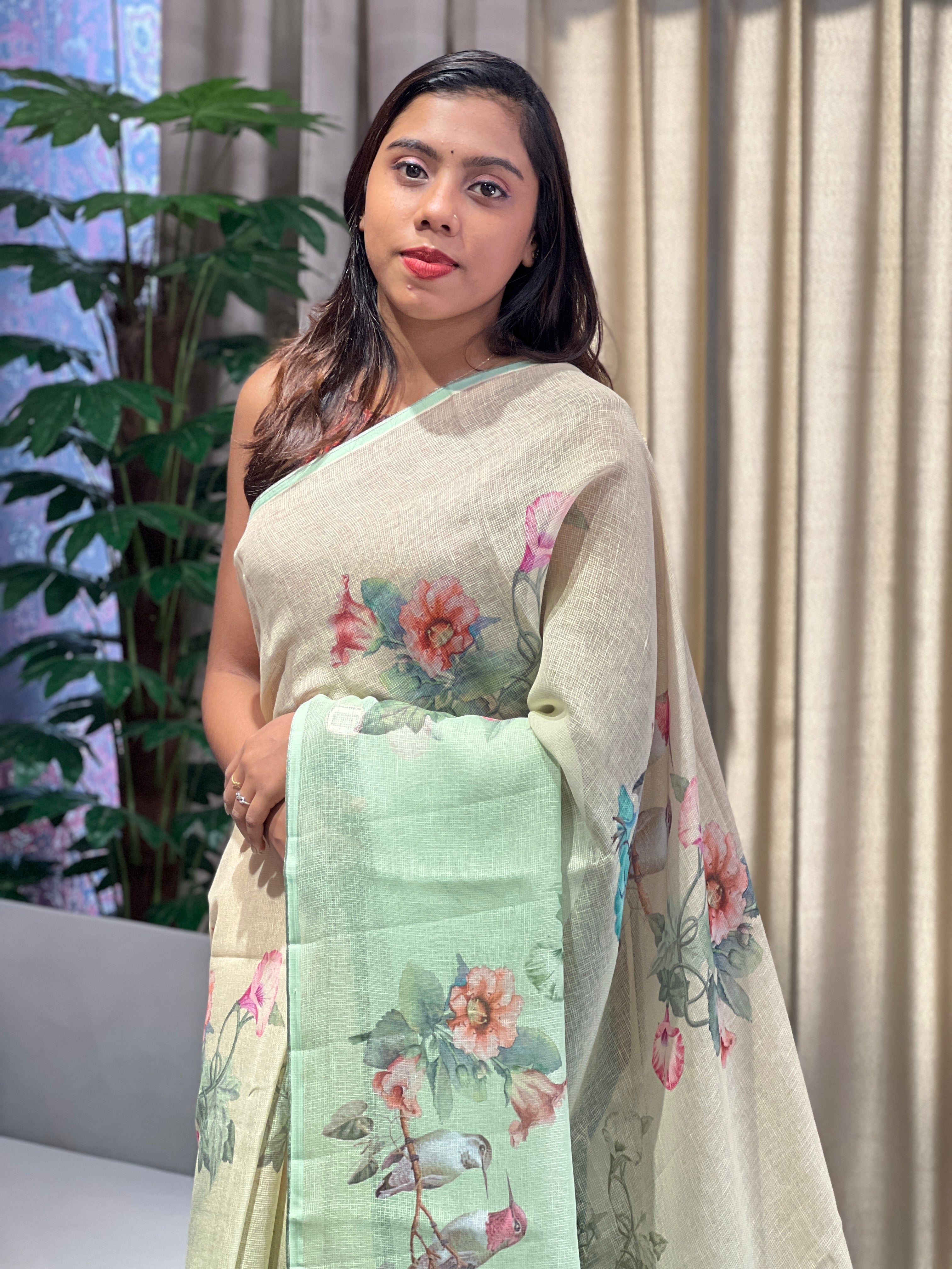 Sublimation Printed Linen Kota Saree | YNG936