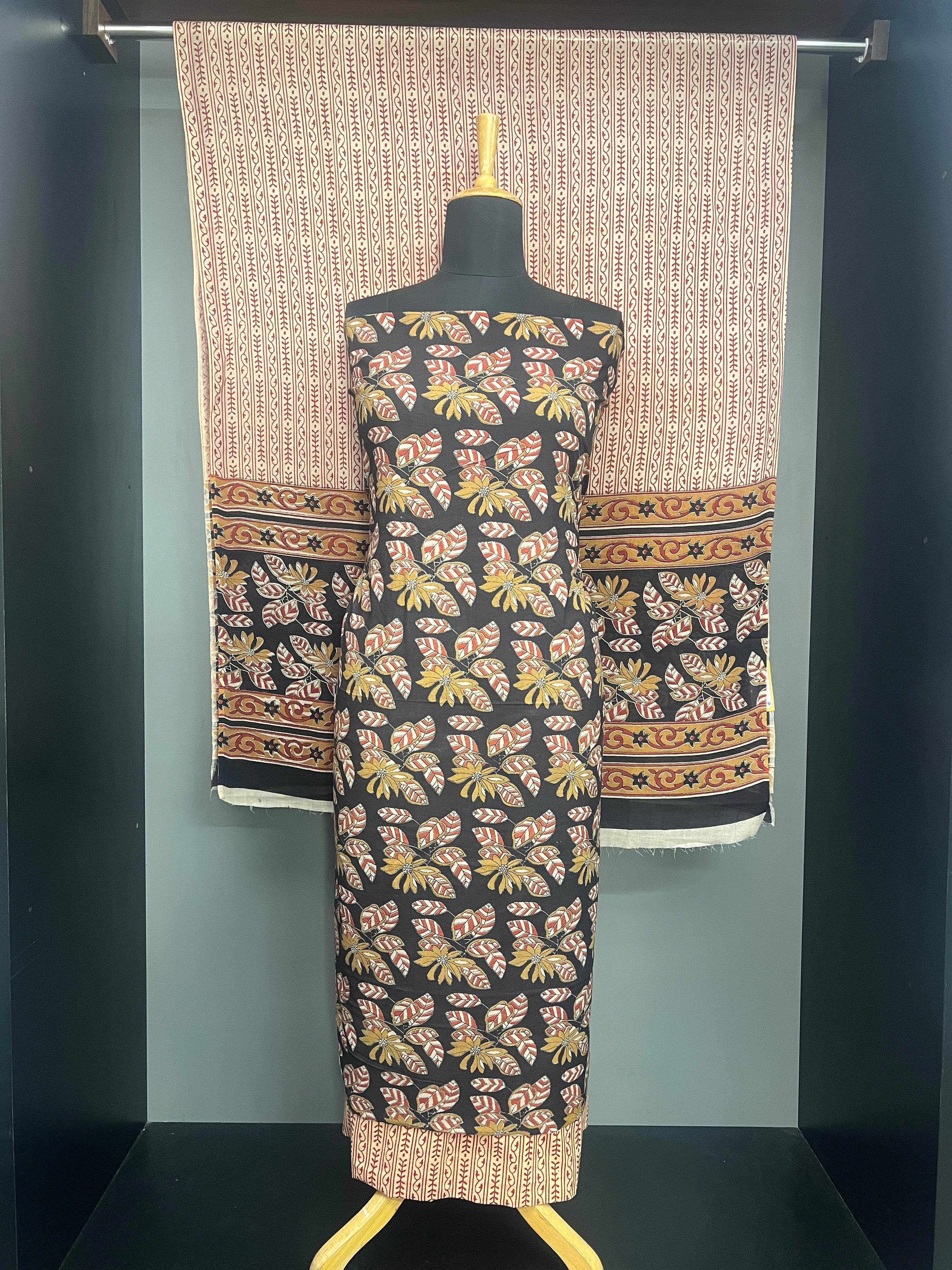 Leaf And Floral Printed Cotton Salwar Set | VFC542