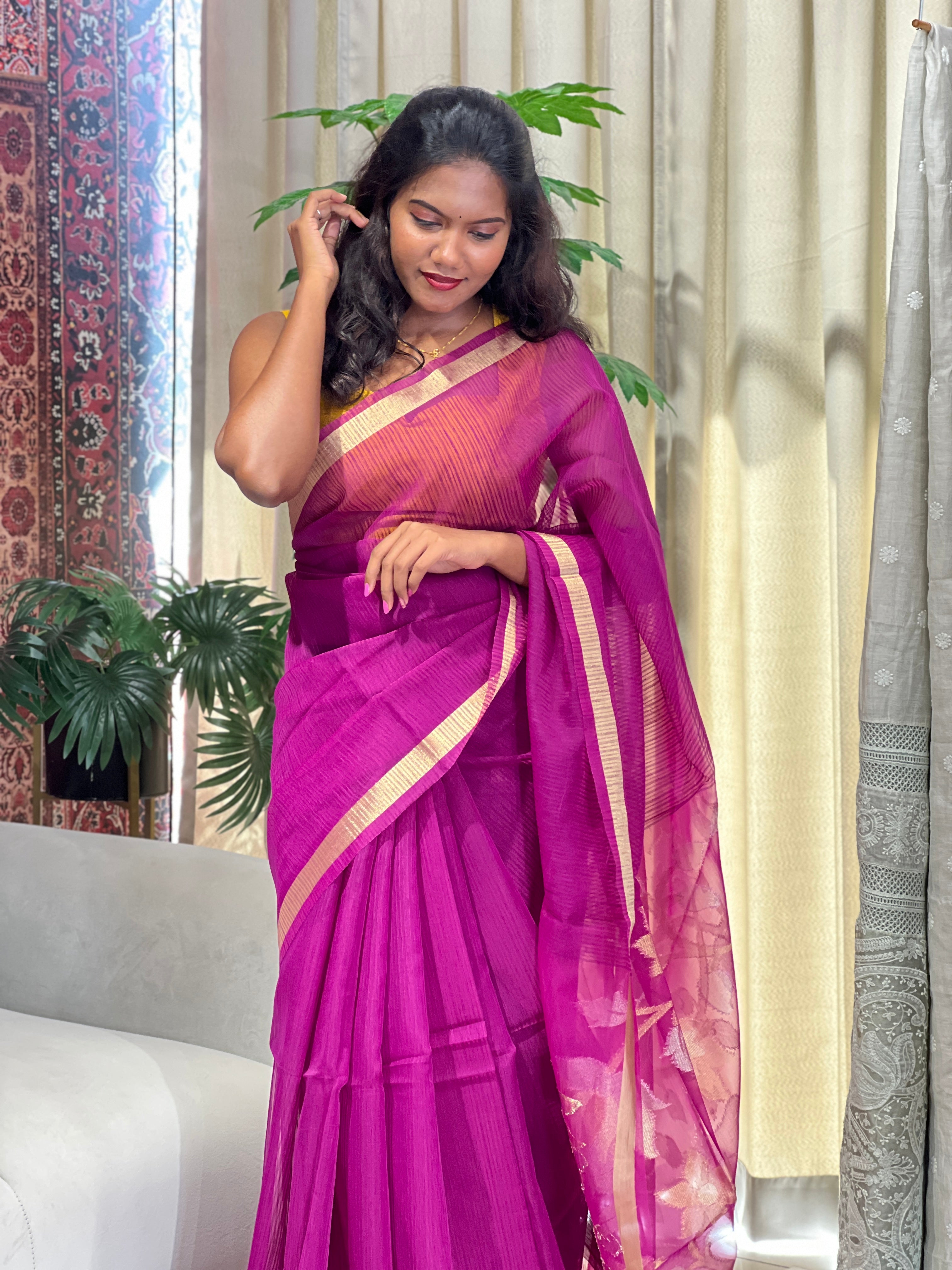 Jamdani Weaved Semi Organza Saree | SVF216