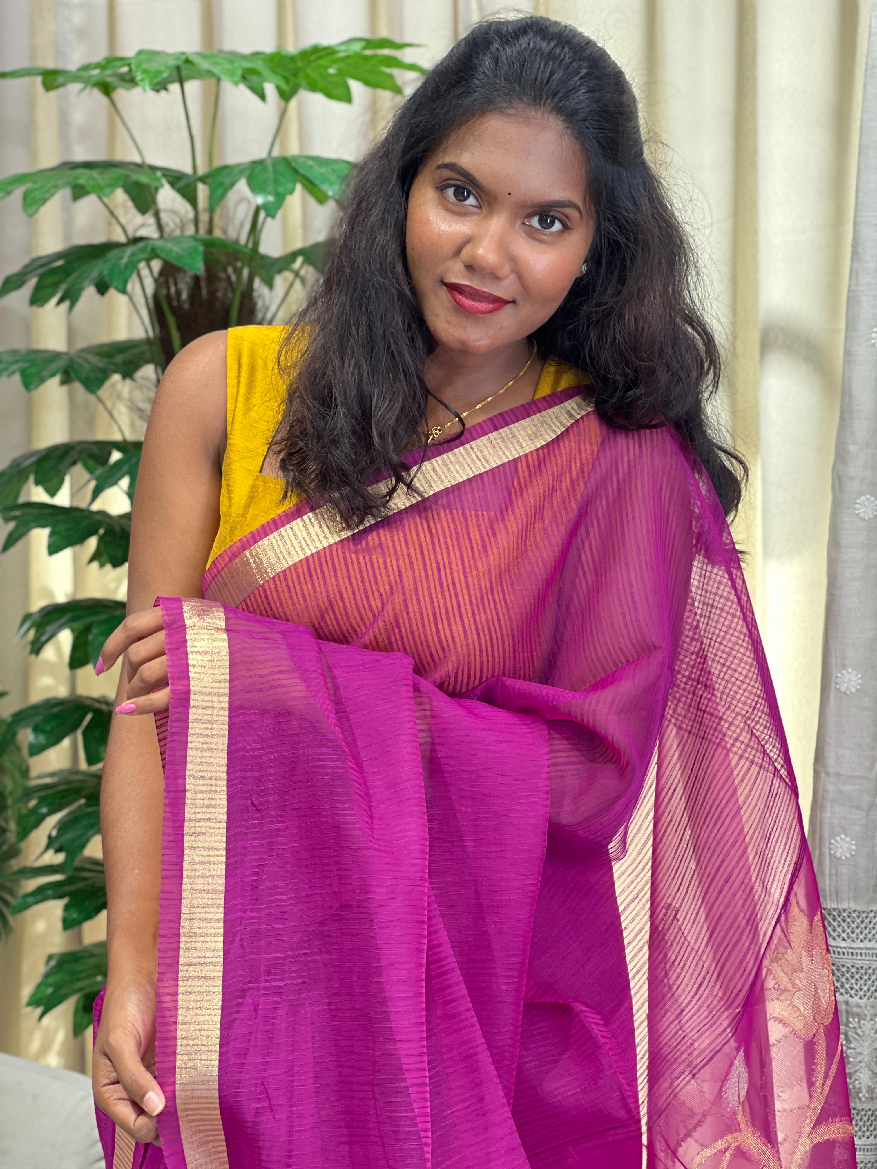 Jamdani Weaved Semi Organza Saree | SVF216