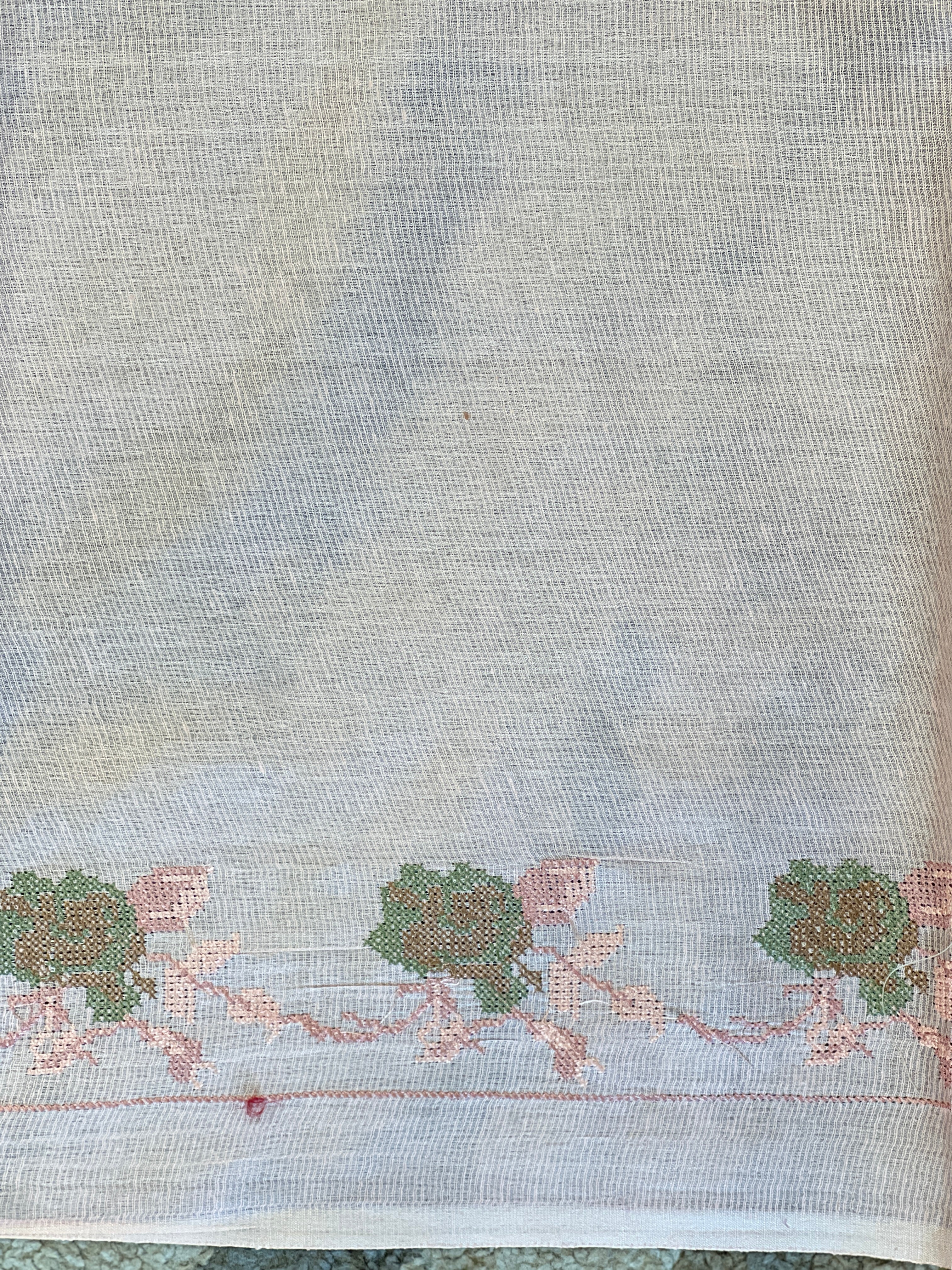 Cross Stitch Embroidery Noil Tussar Saree | HS1437