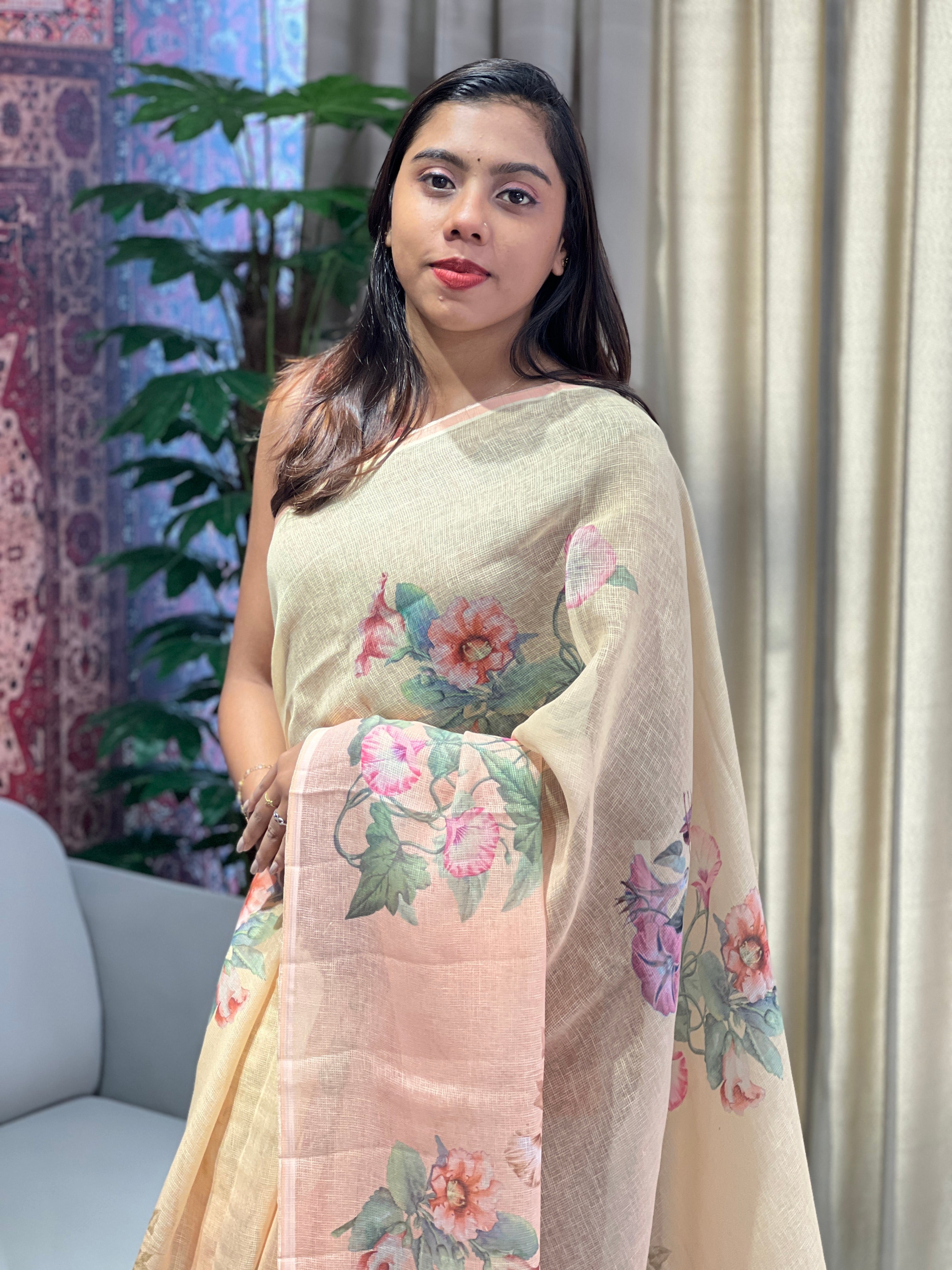 Sublimation Printed Linen Kota Saree | YNG934