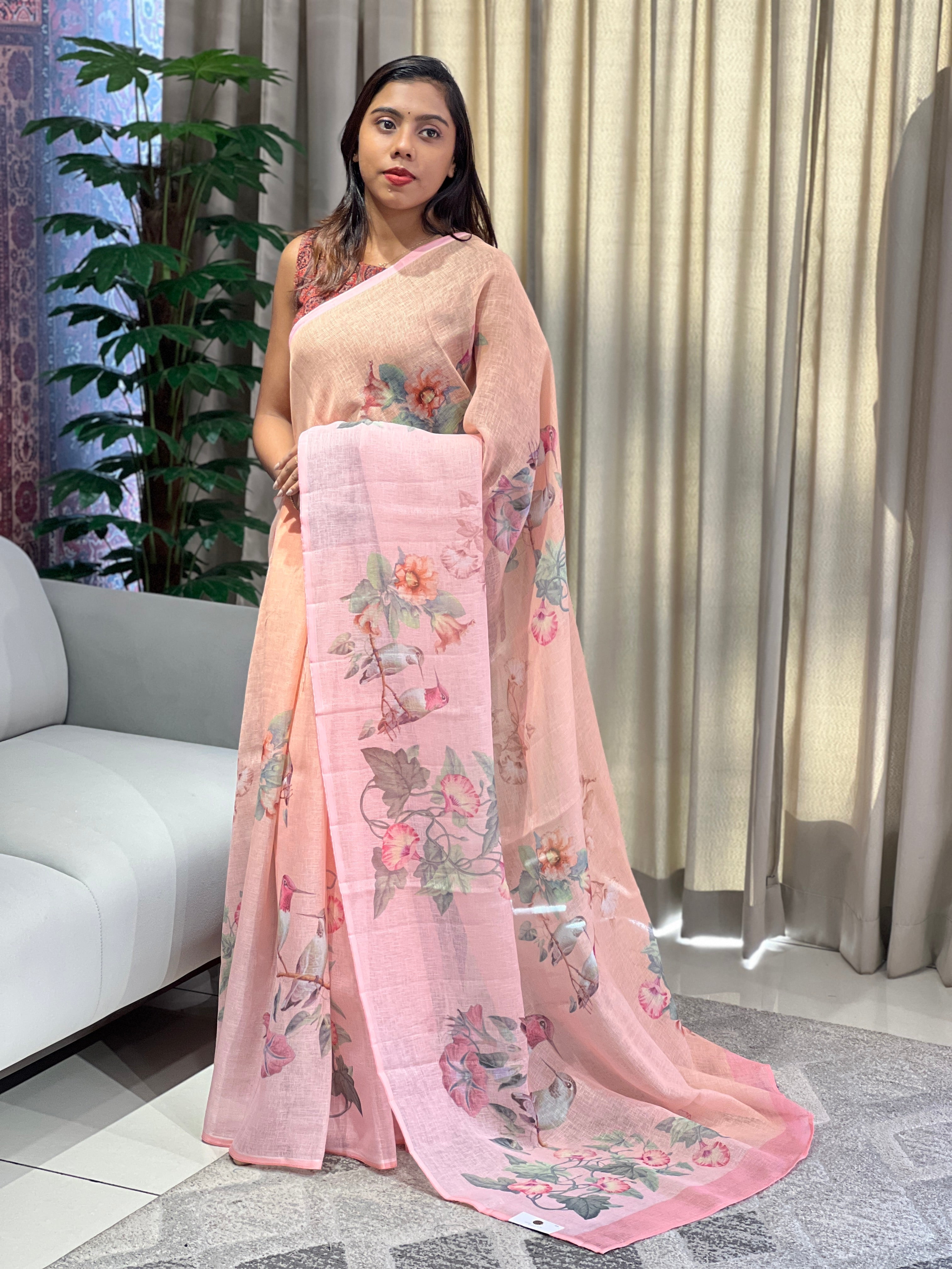 Sublimation Printed Linen Kota Saree | YNG935