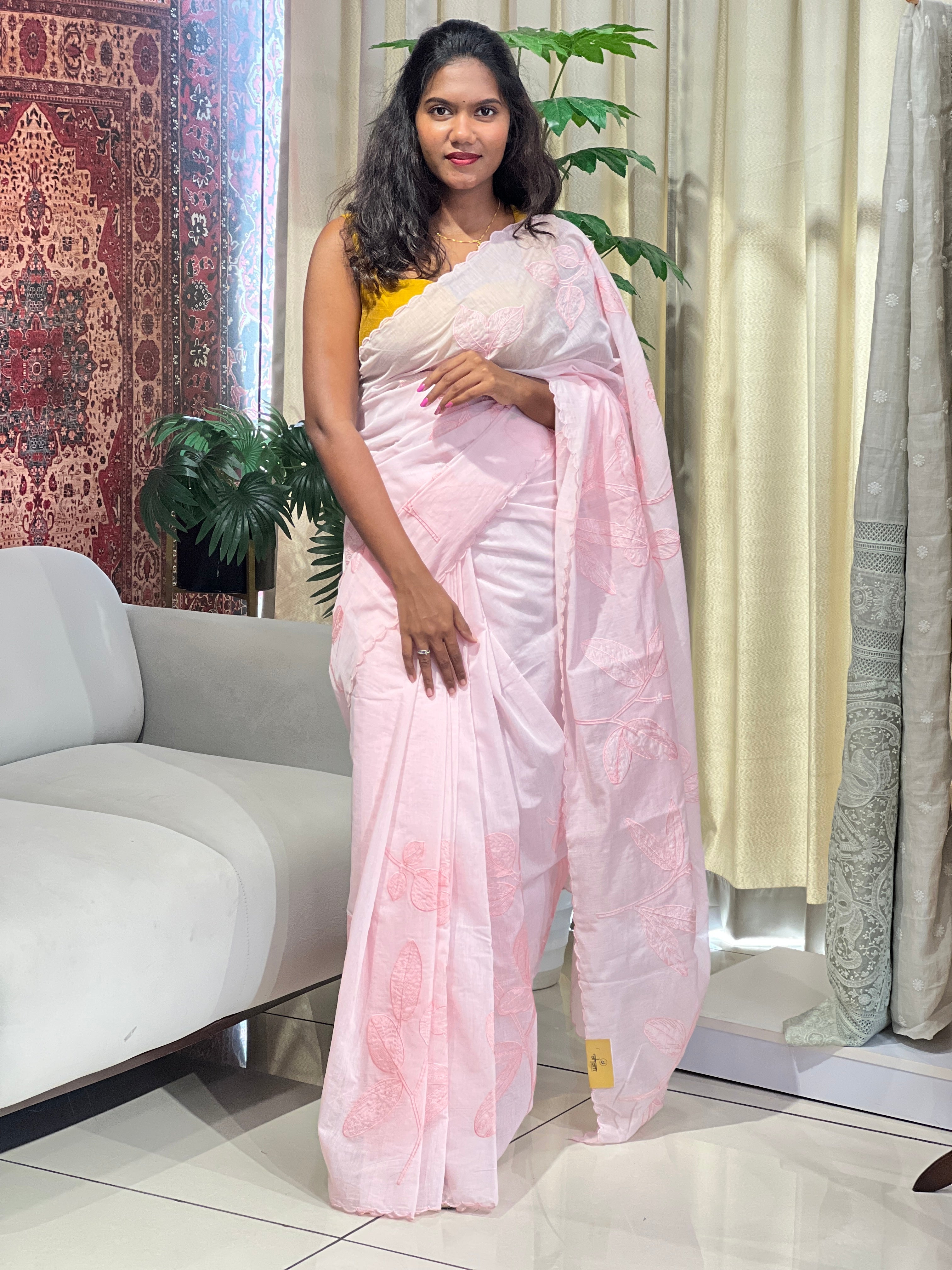 Self Color Applique Work Chanderi Saree | MM551