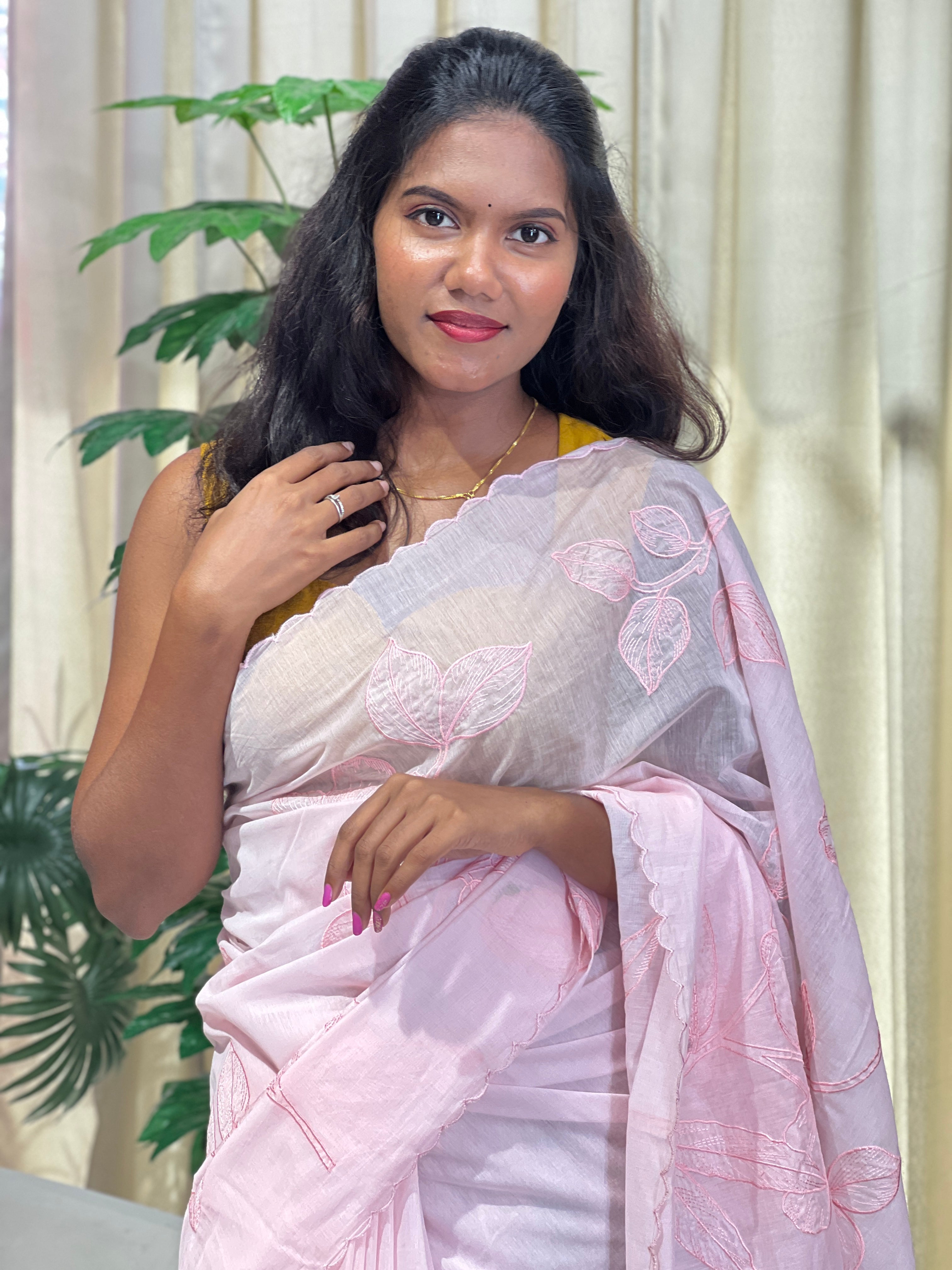 Self Color Applique Work Chanderi Saree | MM551