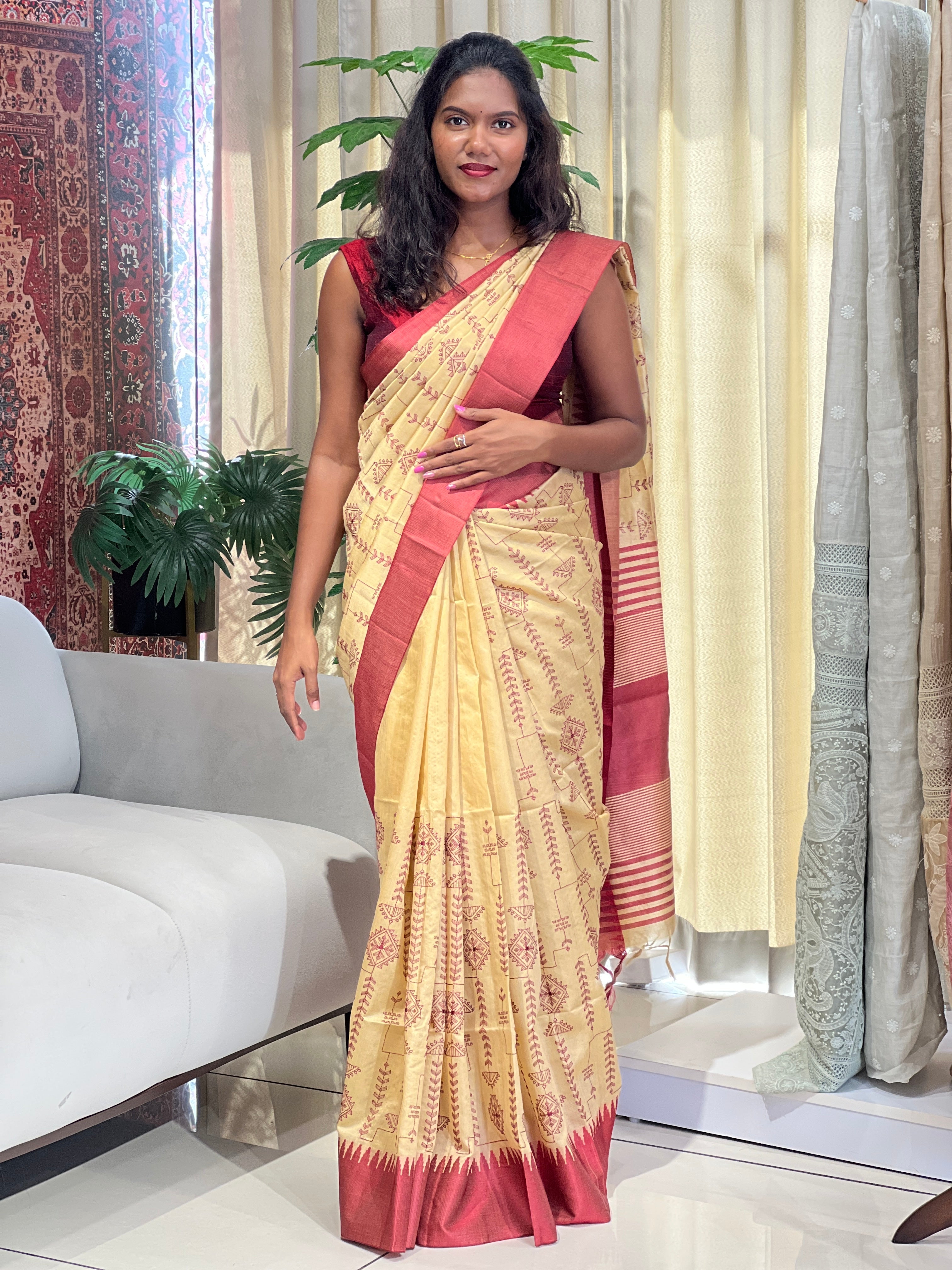 Machine Embroidery Semi Silk Saree | SVF209