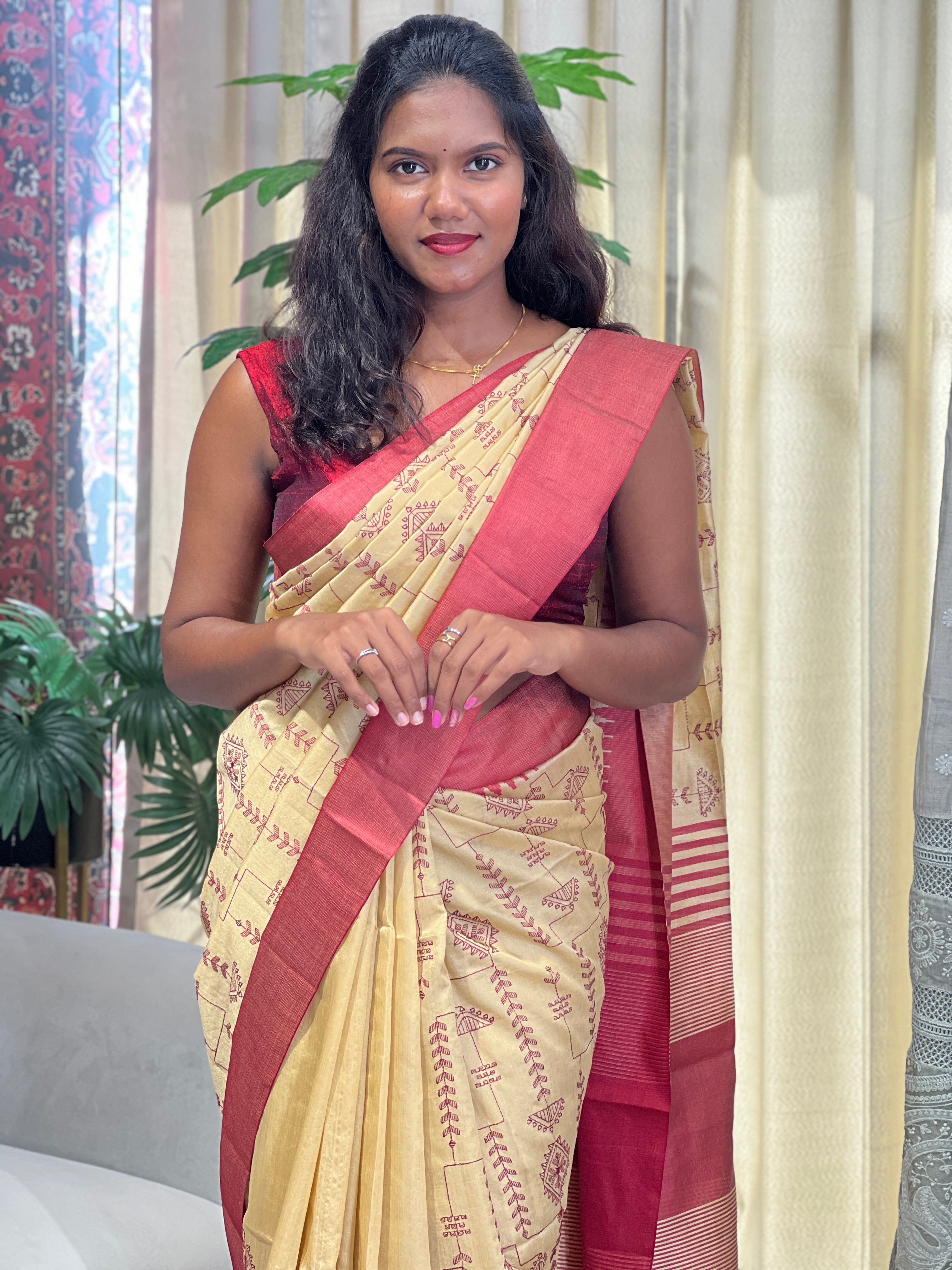 Machine Embroidery Semi Silk Saree | SVF209