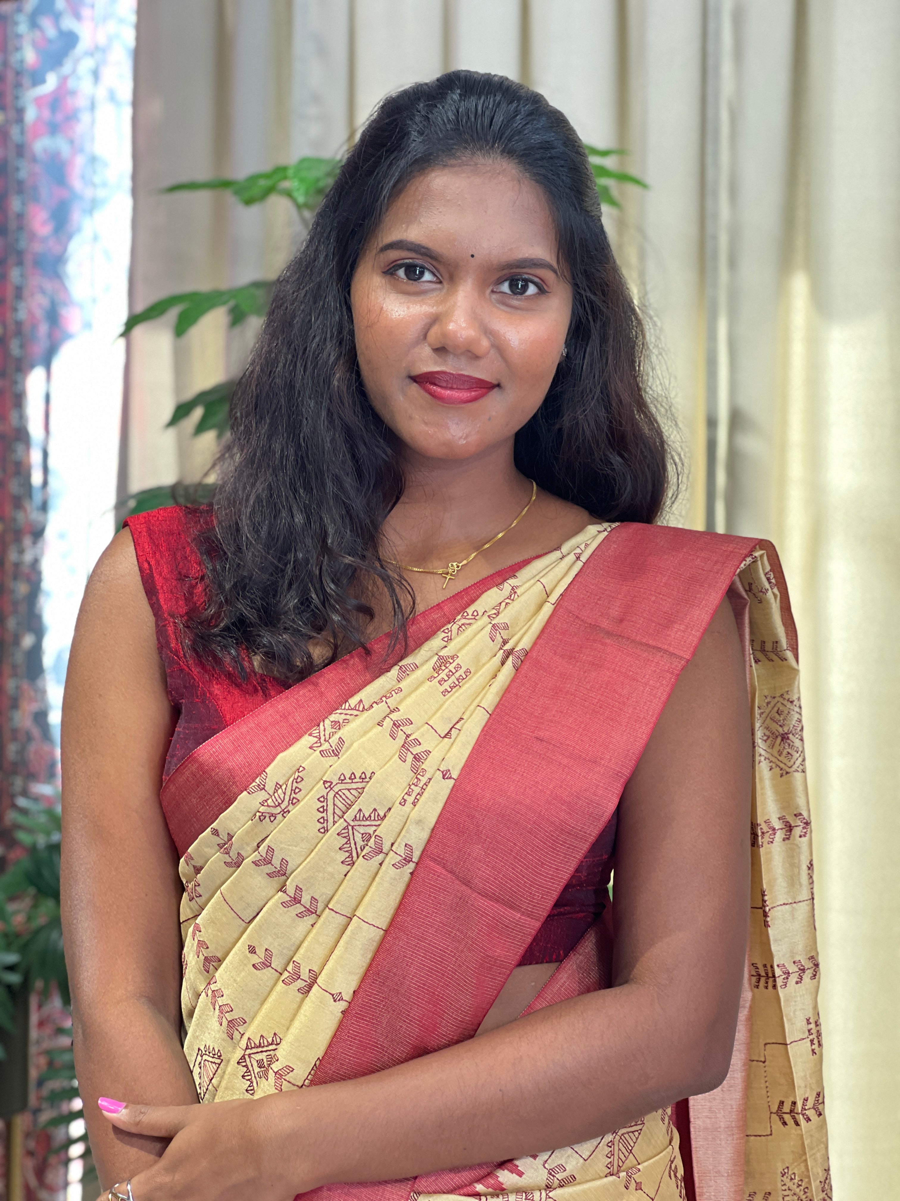 Machine Embroidery Semi Silk Saree | SVF209