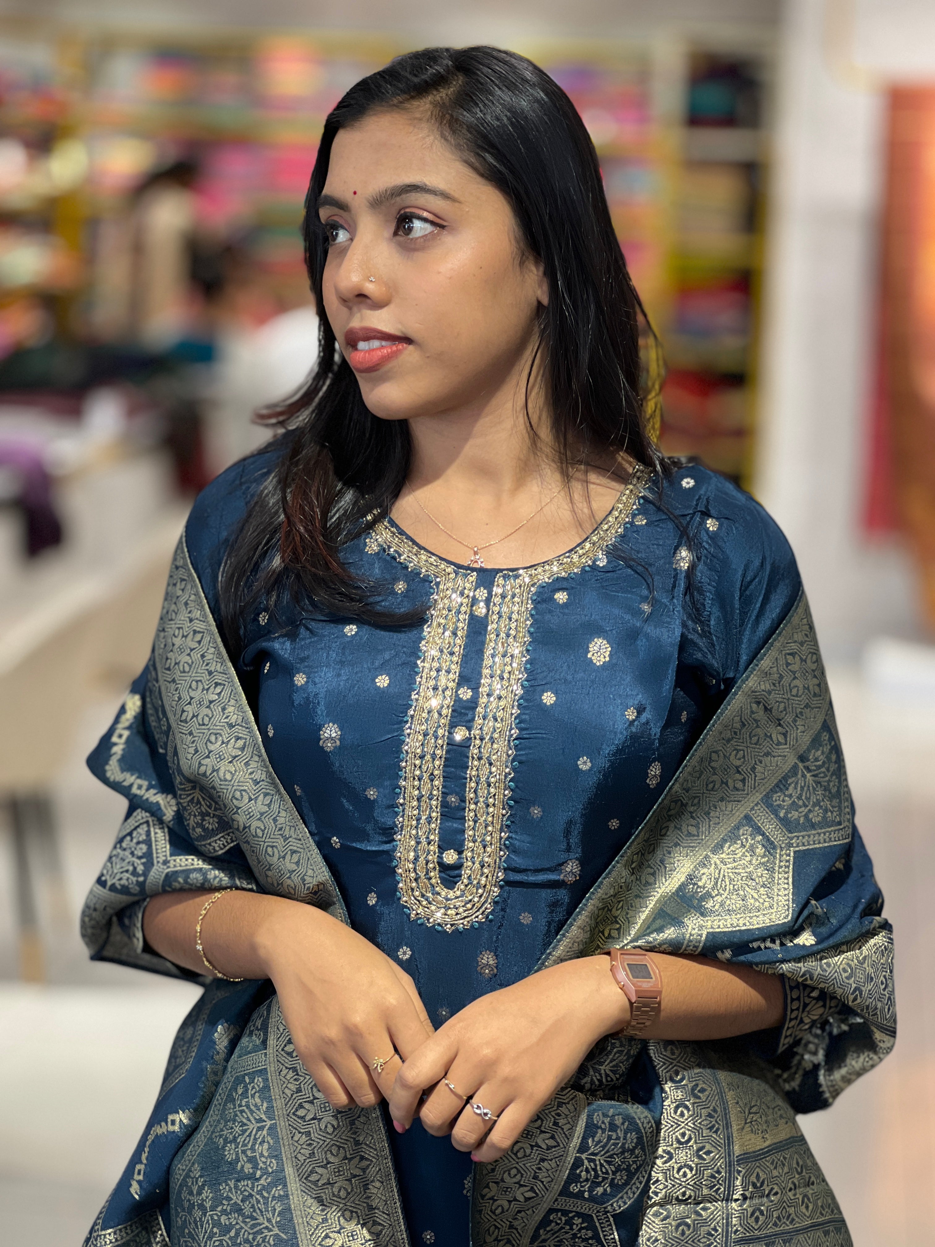 Zari Detailed Soft Banarasi Kurta Set | SJL135
