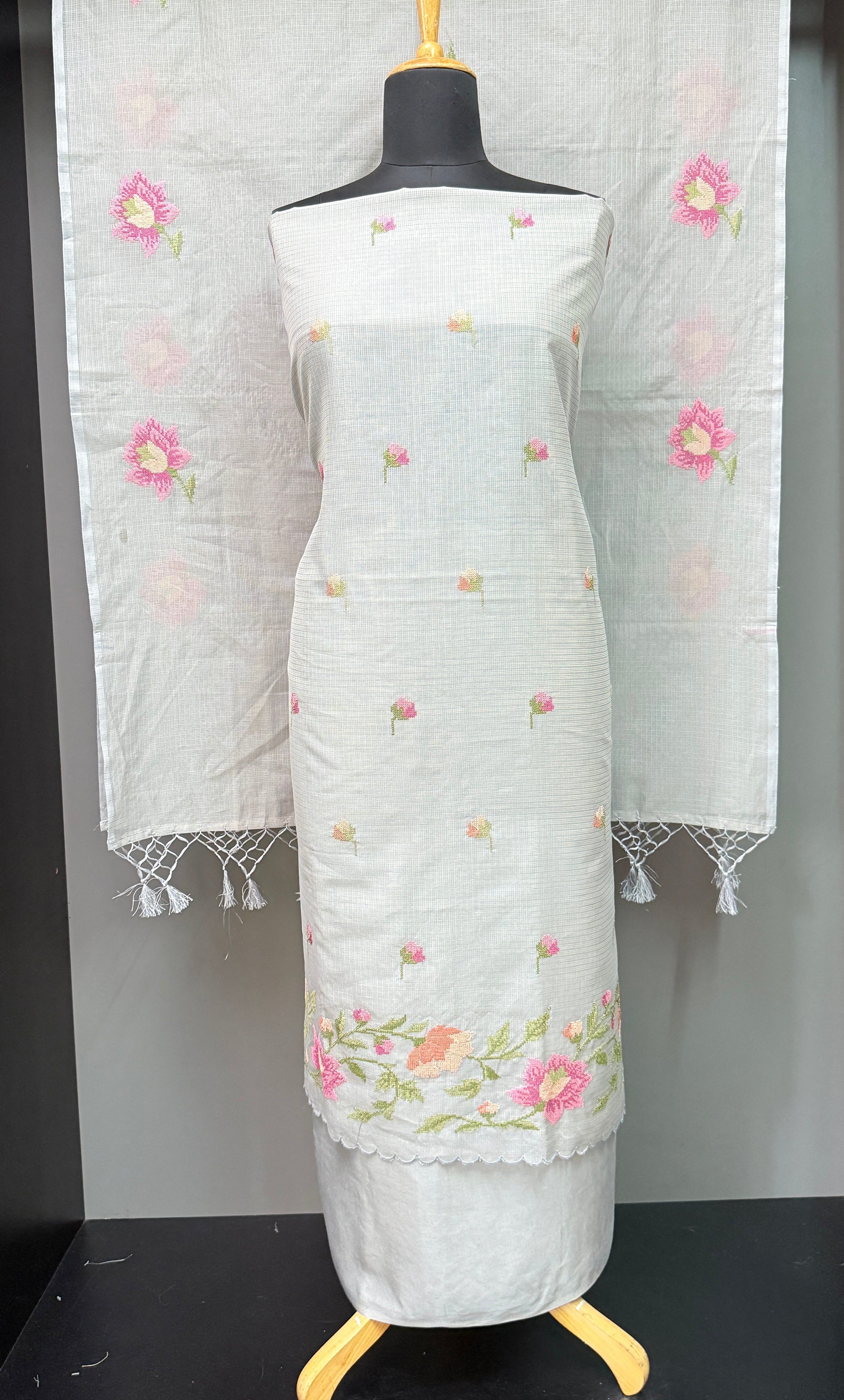Cross Stitch Embroidered Silky Kota Salwar Set | VAN136