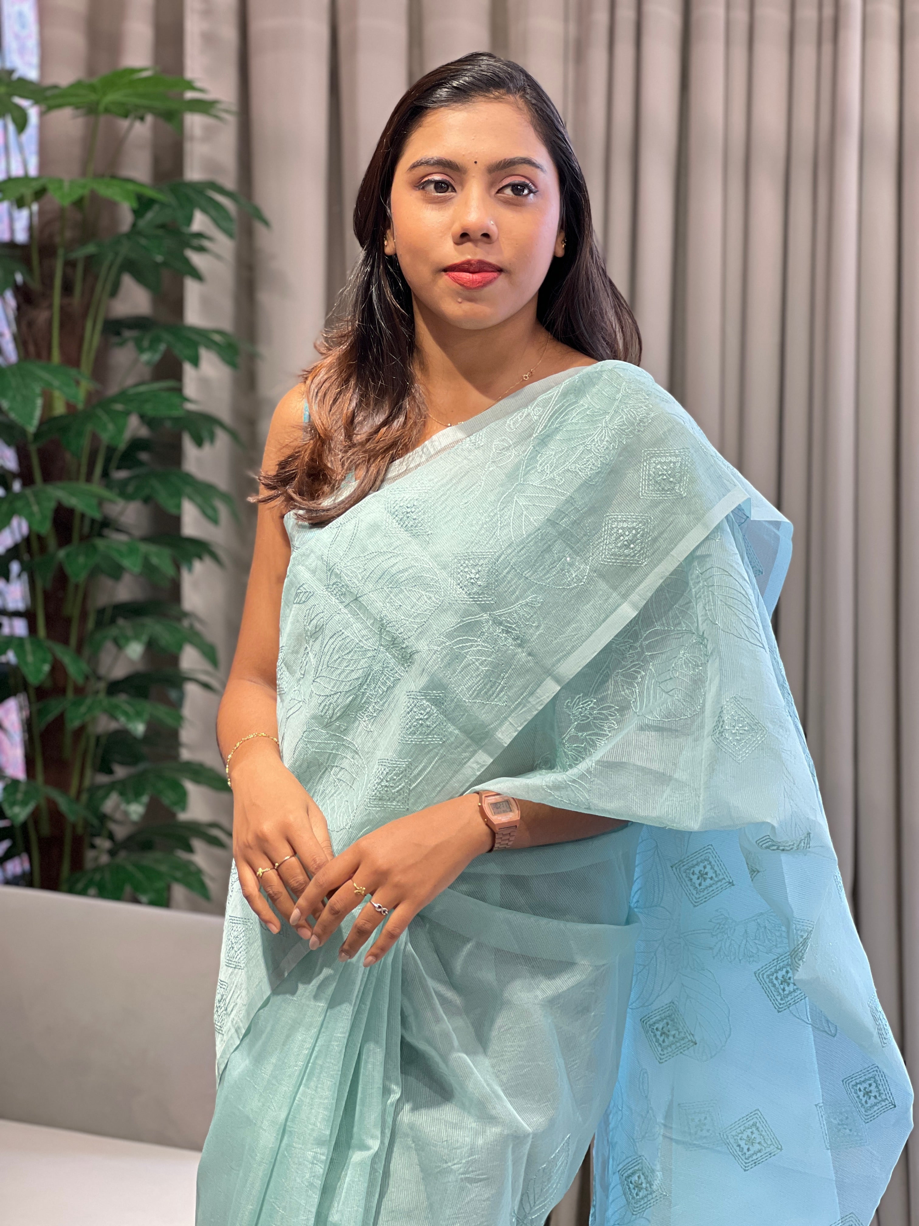 Embroidery Detailed Kota Saree | YNG964