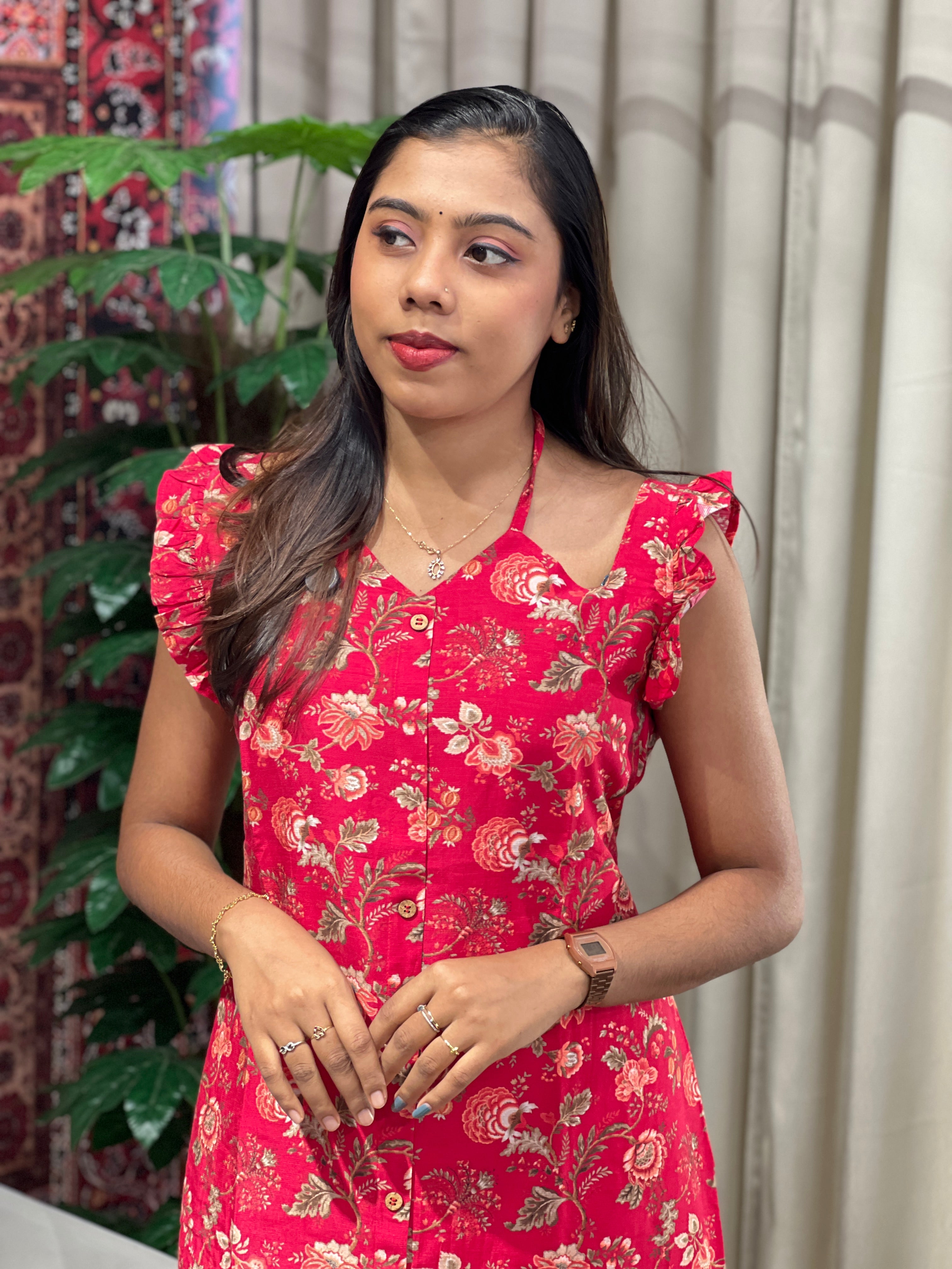 Floral Print Detailed Cotton Kurta | RMLA295