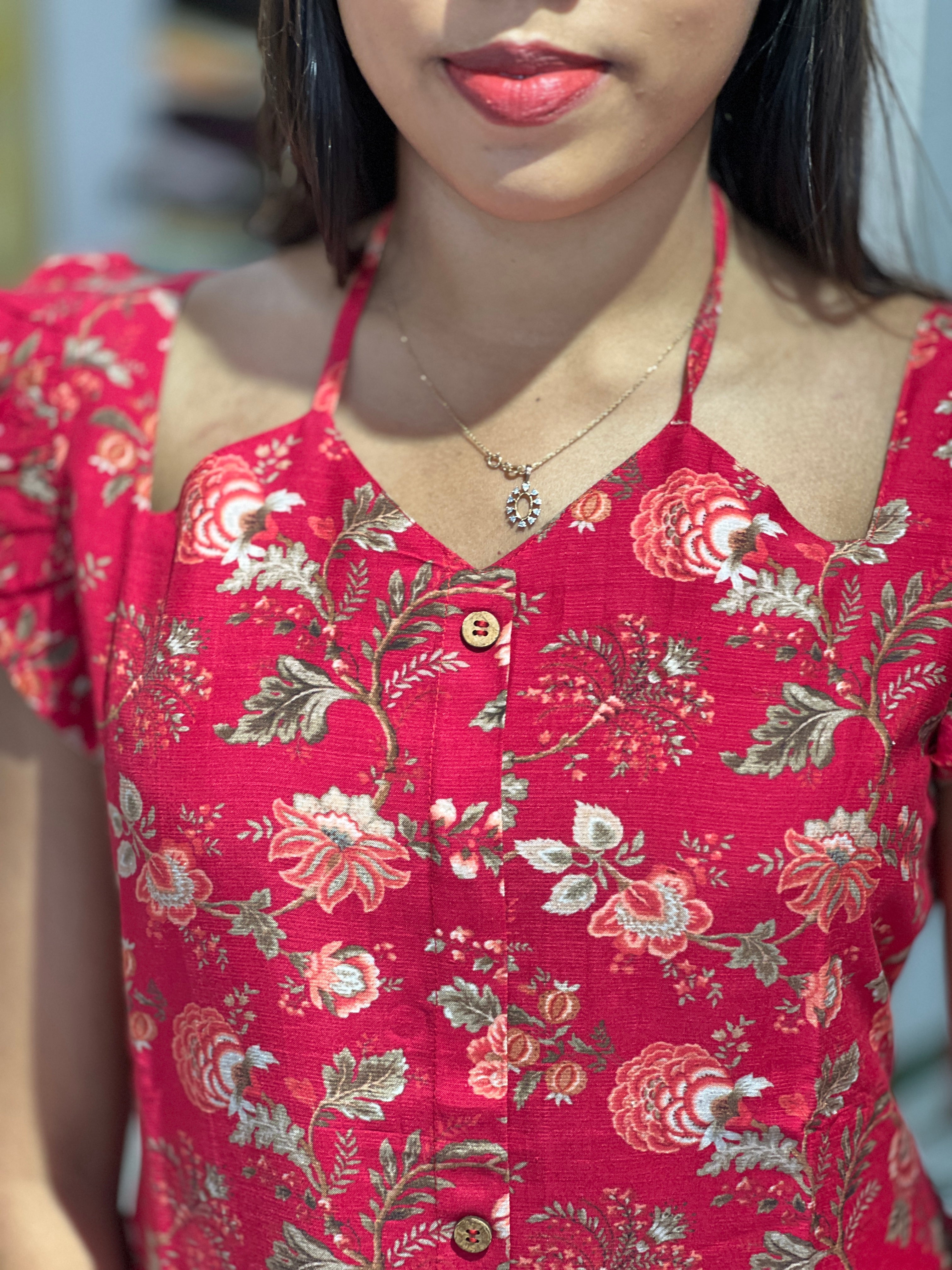 Floral Print Detailed Cotton Kurta | RMLA295