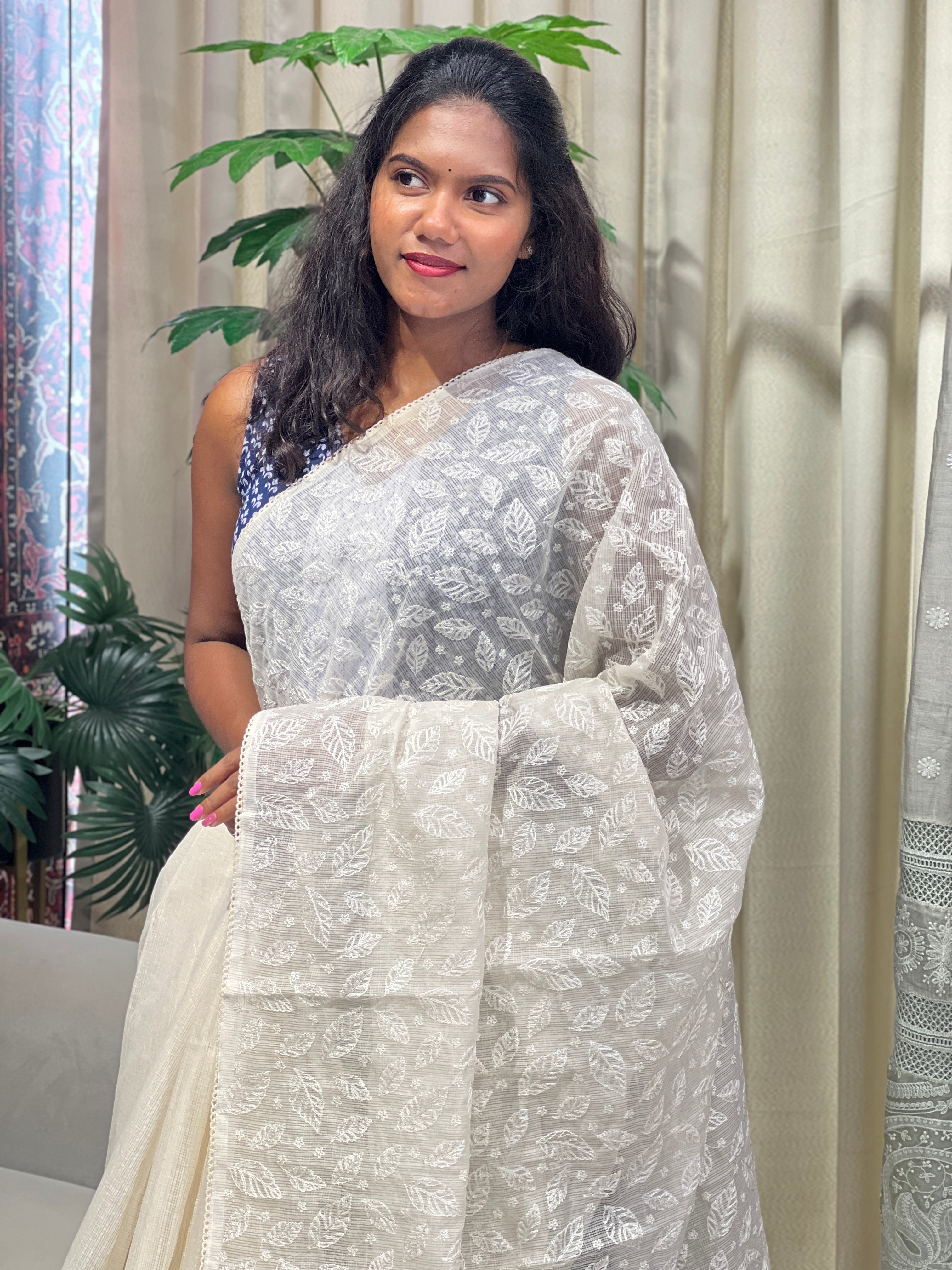 Machine Embroidery Silky Kota Saree | MR487