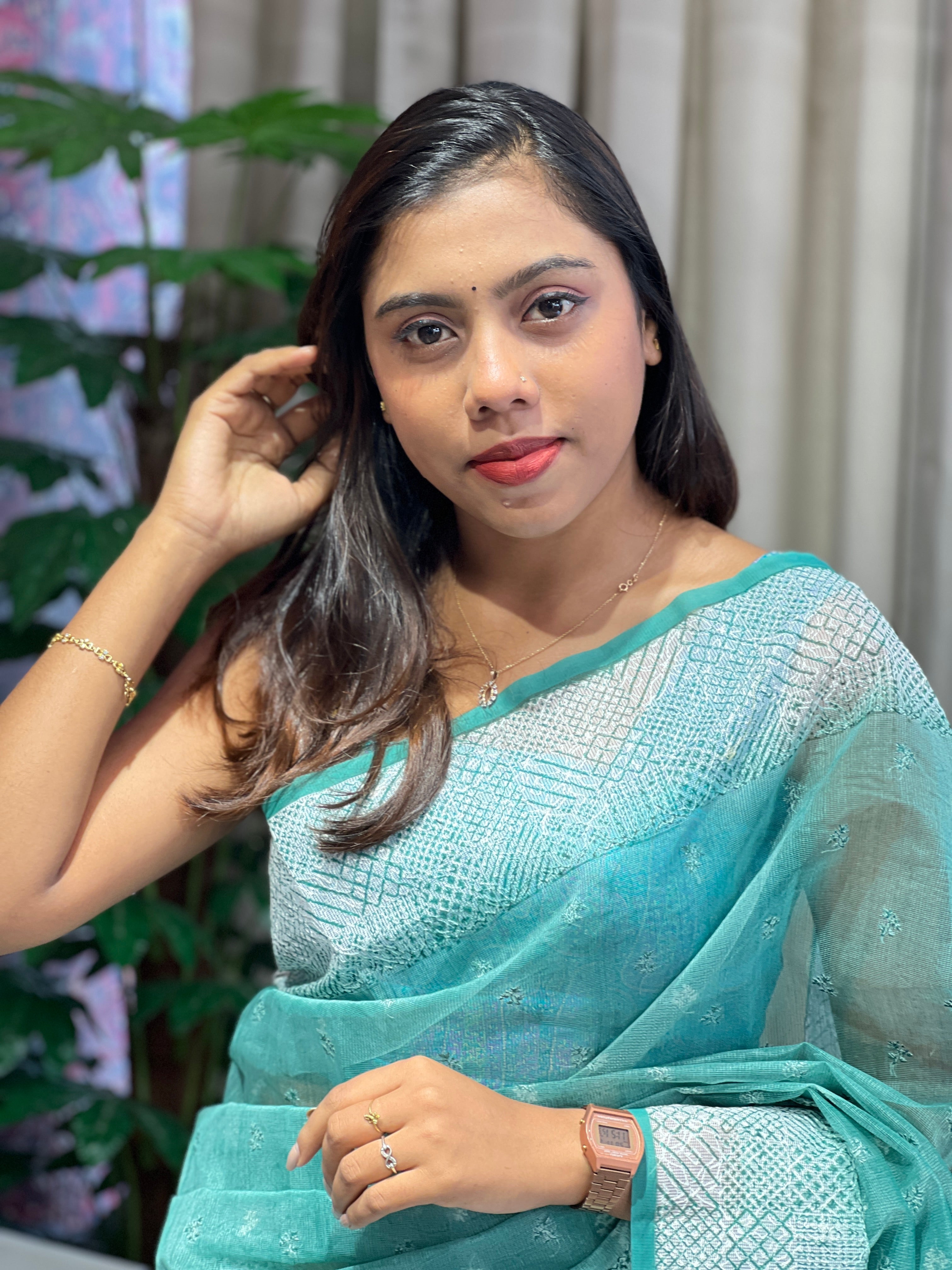 Print With Embroidery Detailed Kota Saree | YNG932