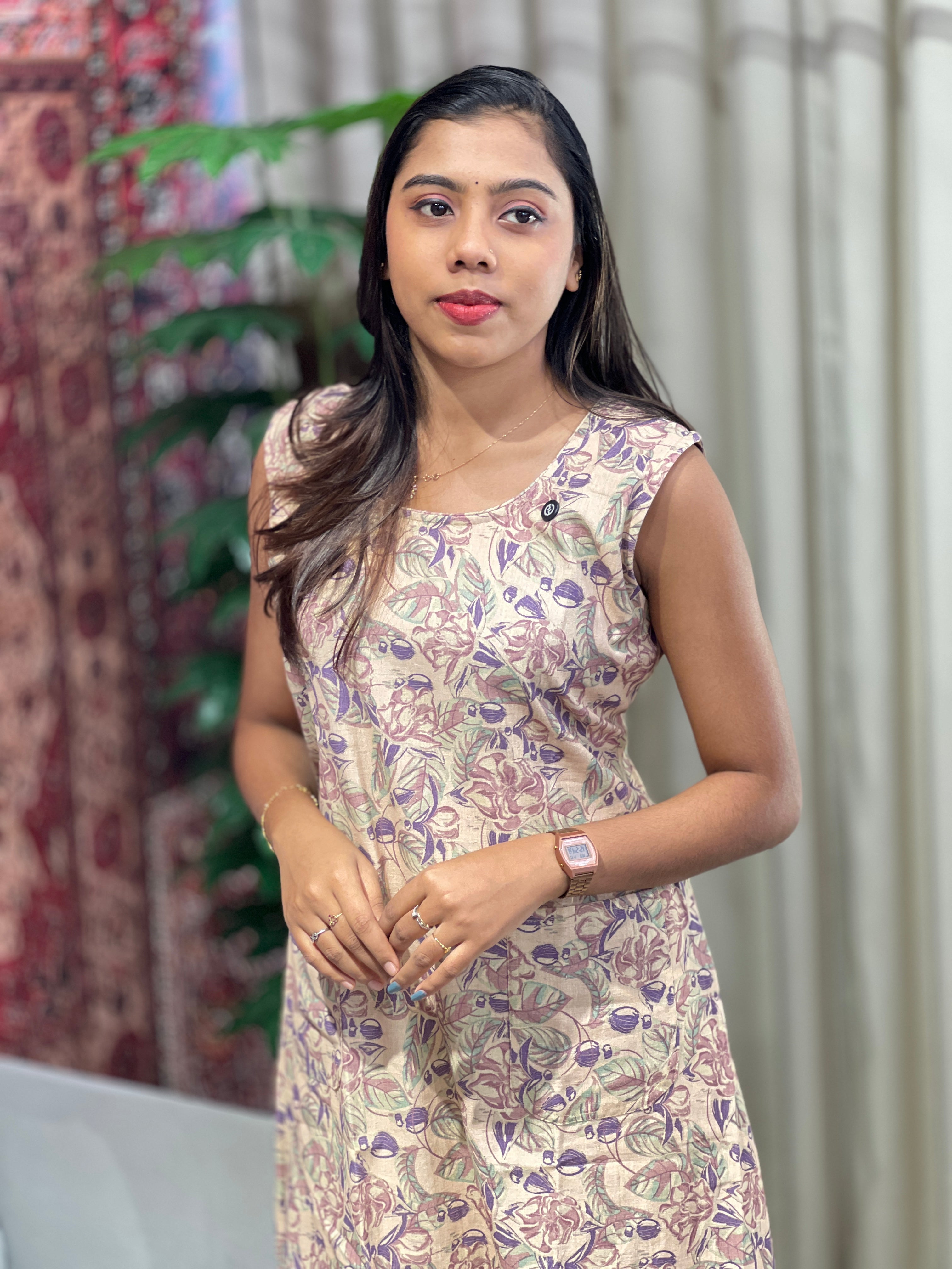 Floral Print Detailed Cotton Kurta | RMLA298