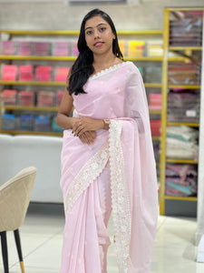 Machine Floral Embroidery Silky Kota Saree  | BLD1361