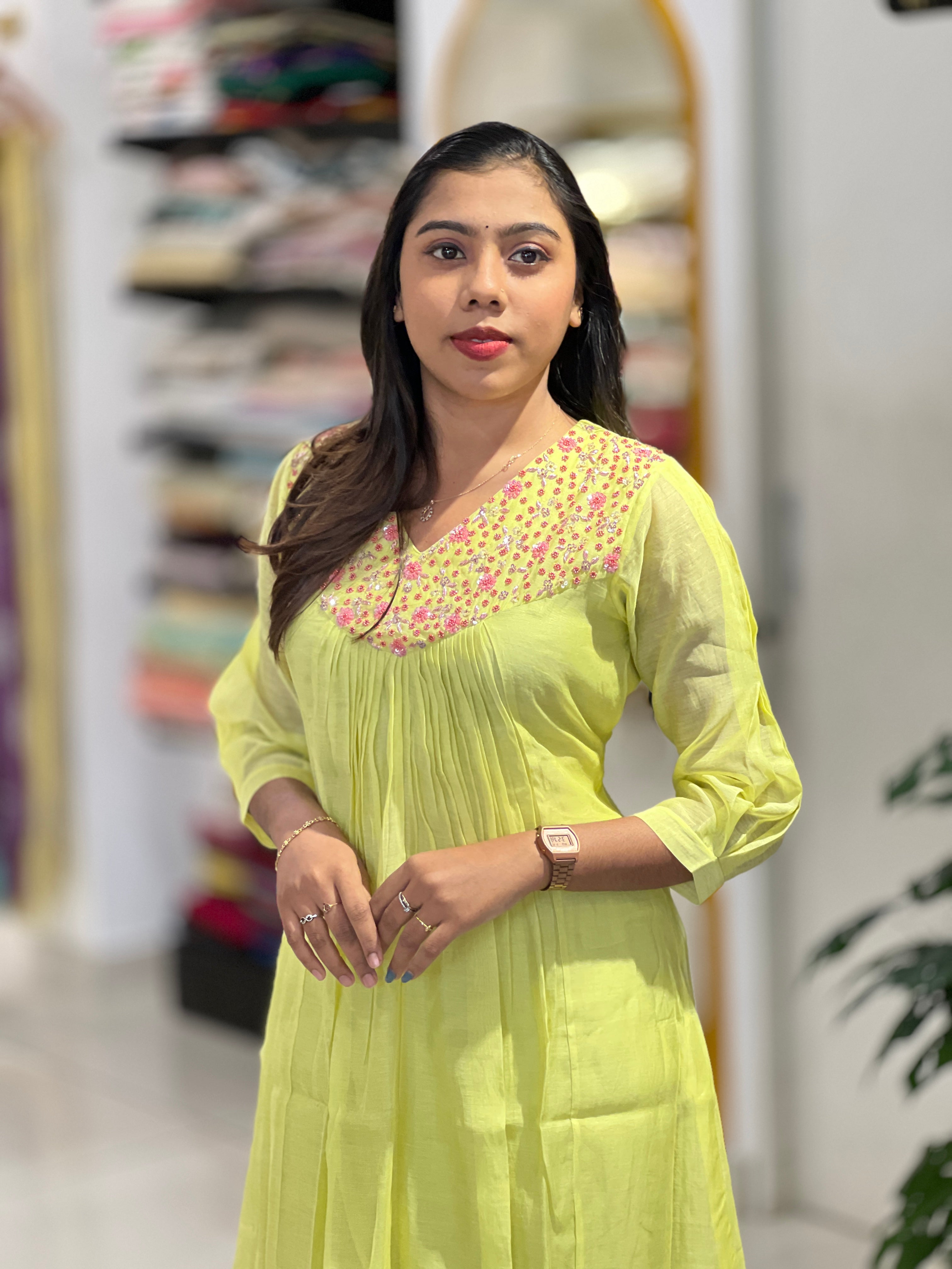 Hand Work Detailed Chanderi Kurta Set | ELC105